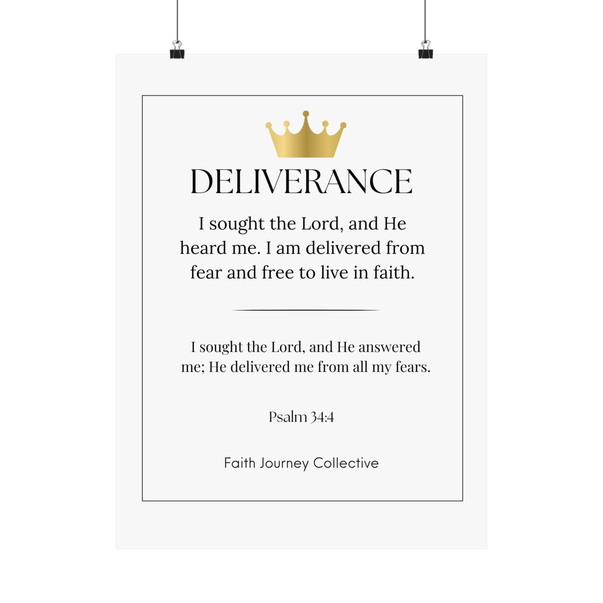 "Deliverance" Christian Scripture Wall Art Poster – Bible Verse Affirmation Prints for Home, Office & Prayer Space | Faith Journey Collective