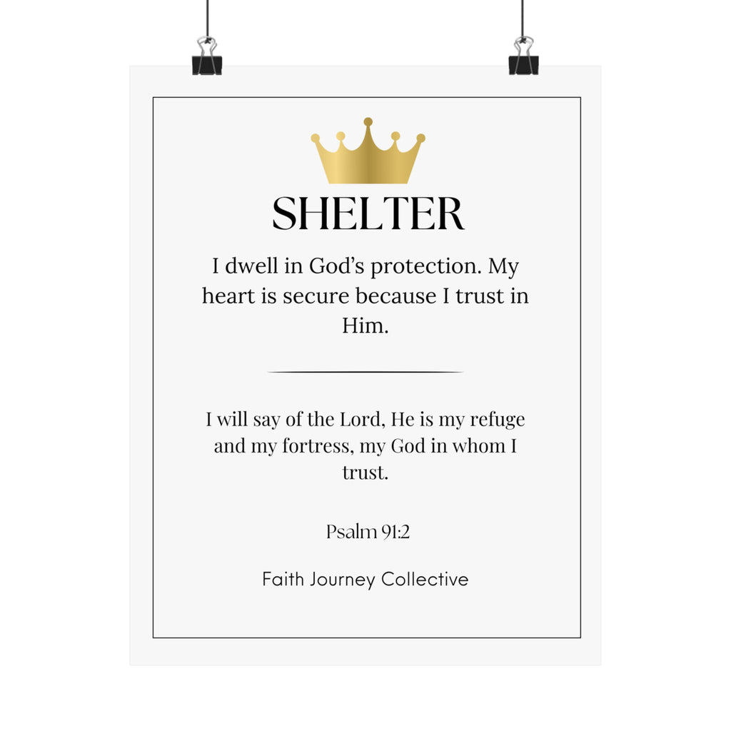 "Shelter" Christian Scripture Wall Art Poster – Bible Verse Affirmation Prints for Home, Office & Prayer Space | Faith Journey Collective