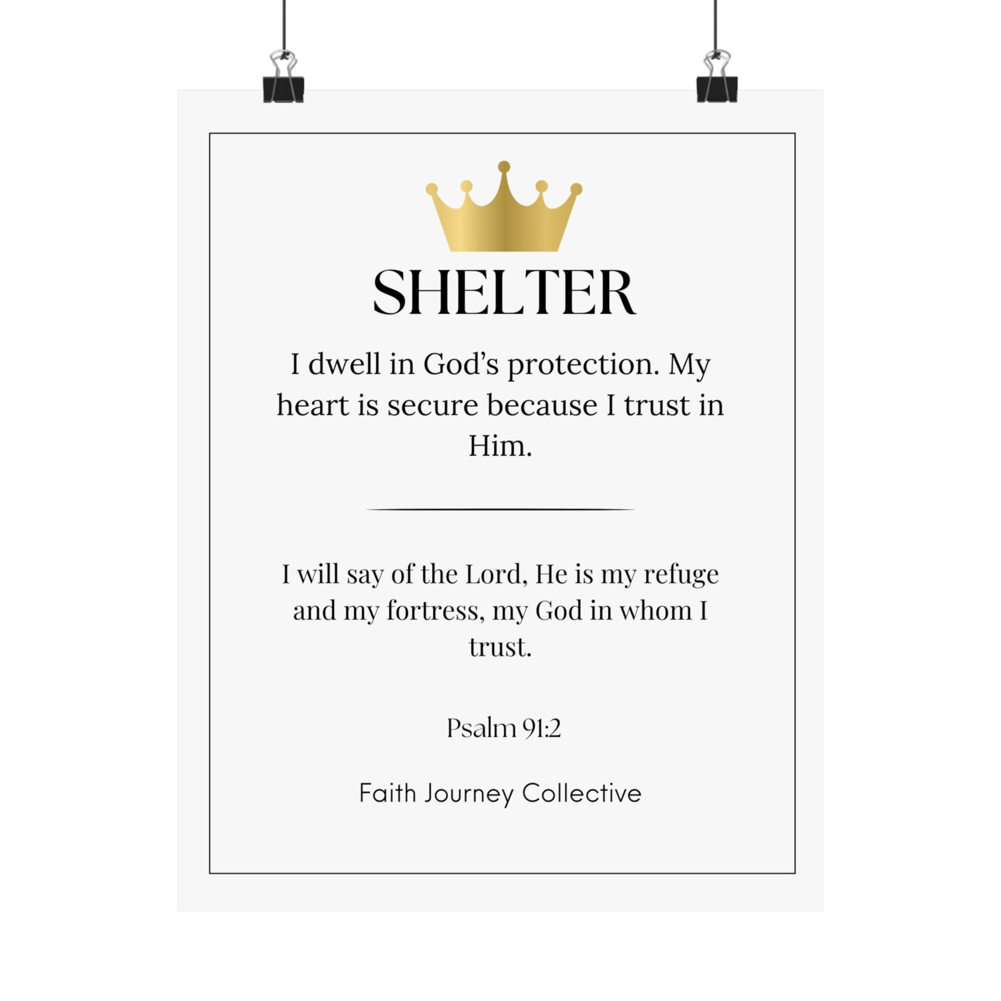 "Shelter" Christian Scripture Wall Art Poster – Bible Verse Affirmation Prints for Home, Office & Prayer Space | Faith Journey Collective