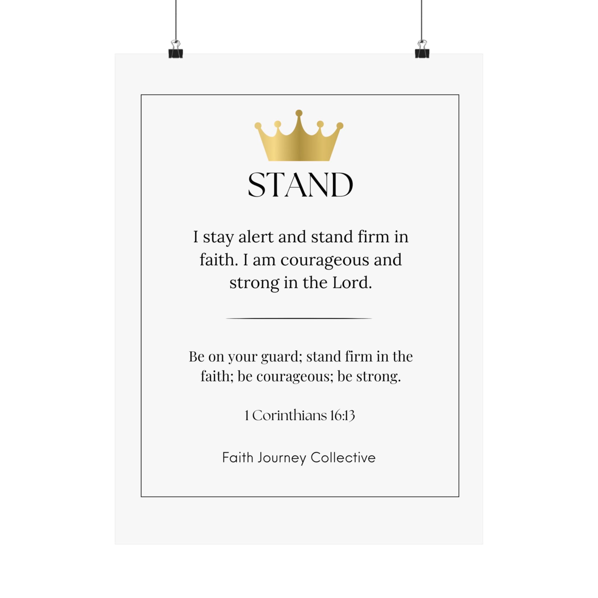 "Stand" Christian Scripture Wall Art Poster – Bible Verse Affirmation Prints for Home, Office & Prayer Space | Faith Journey Collective
