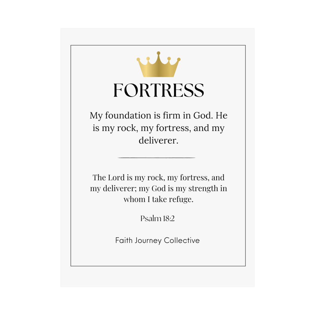 "Fortress" Christian Scripture Wall Art Poster – Bible Verse Affirmation Prints for Home, Office & Prayer Space | Faith Journey Collective