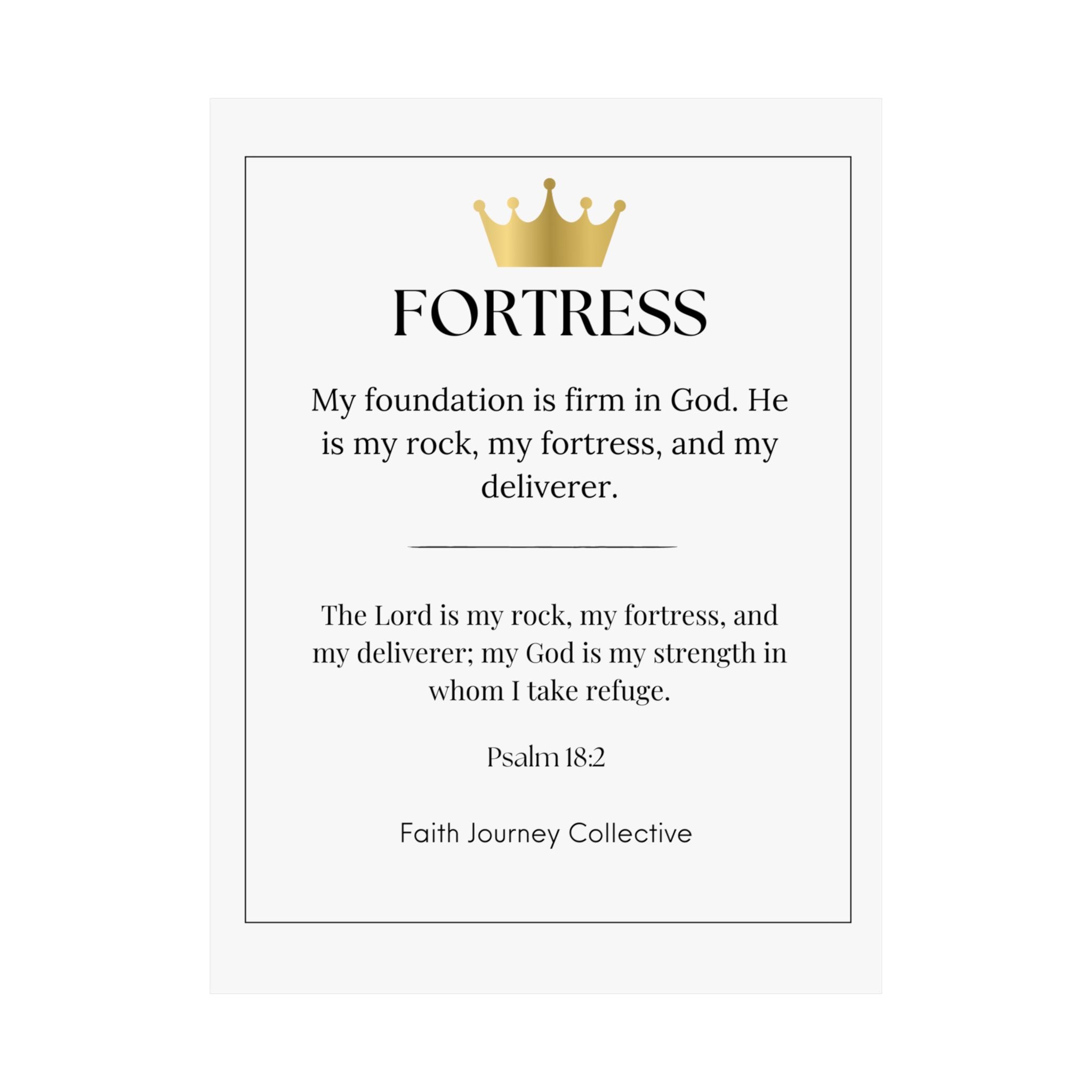 "Fortress" Christian Scripture Wall Art Poster – Bible Verse Affirmation Prints for Home, Office & Prayer Space | Faith Journey Collective