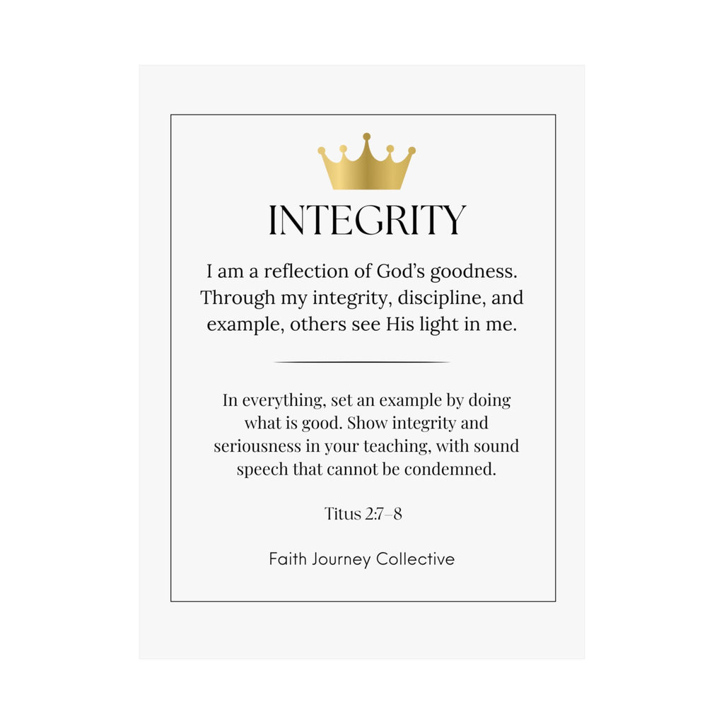 "Integrity" Christian Scripture Wall Art Poster – Bible Verse Affirmation Prints for Home, Office & Prayer Space | Faith Journey Collective