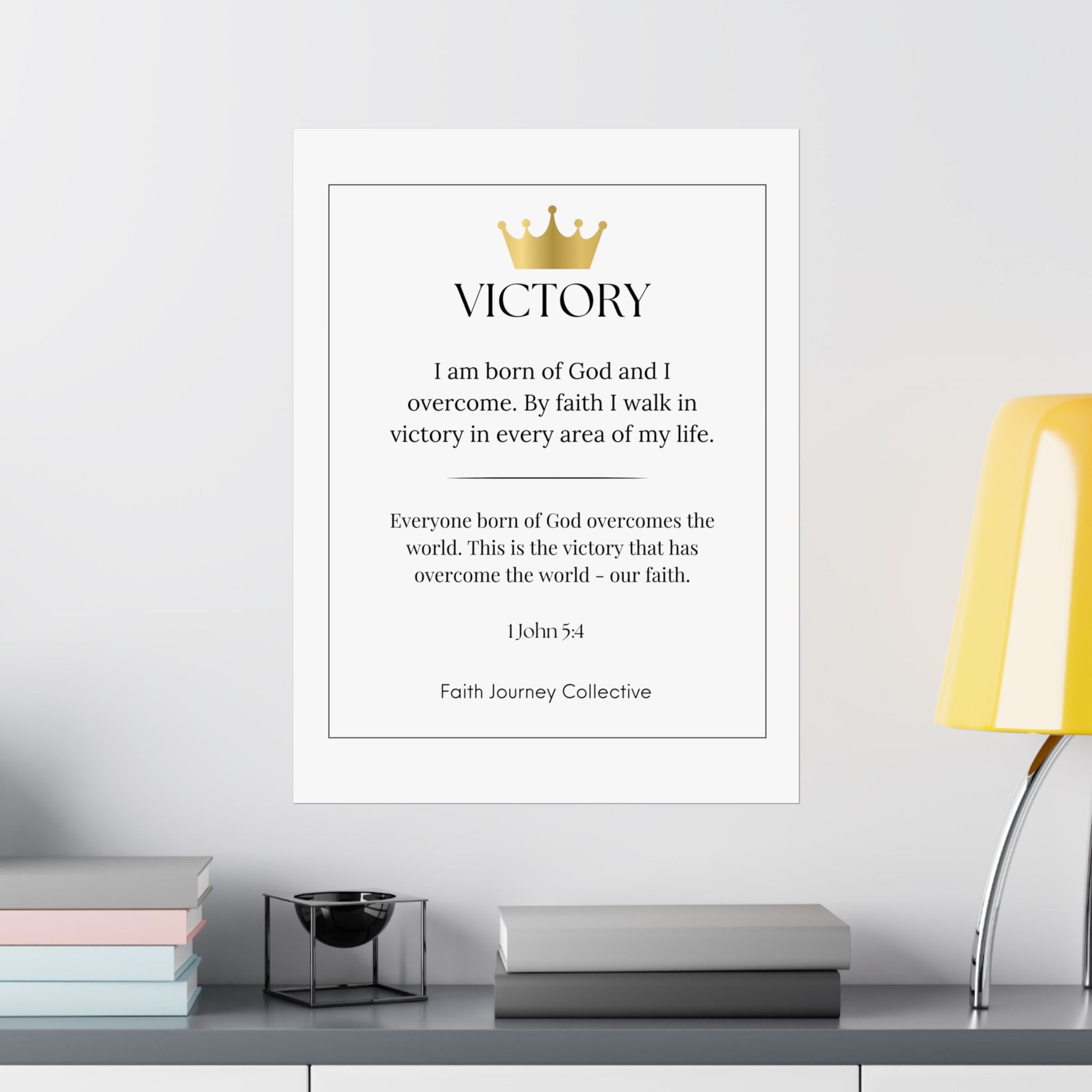 "Victory" Christian Scripture Wall Art Poster – Bible Verse Affirmation Prints for Home, Office & Prayer Space | Faith Journey Collective