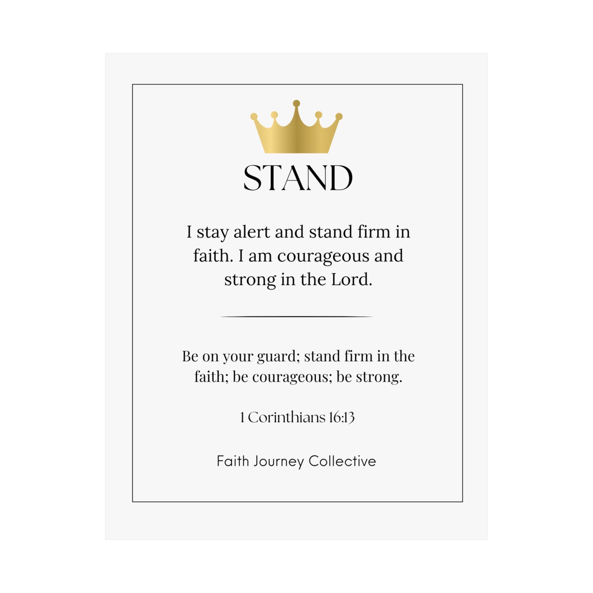 "Stand" Christian Scripture Wall Art Poster – Bible Verse Affirmation Prints for Home, Office & Prayer Space | Faith Journey Collective