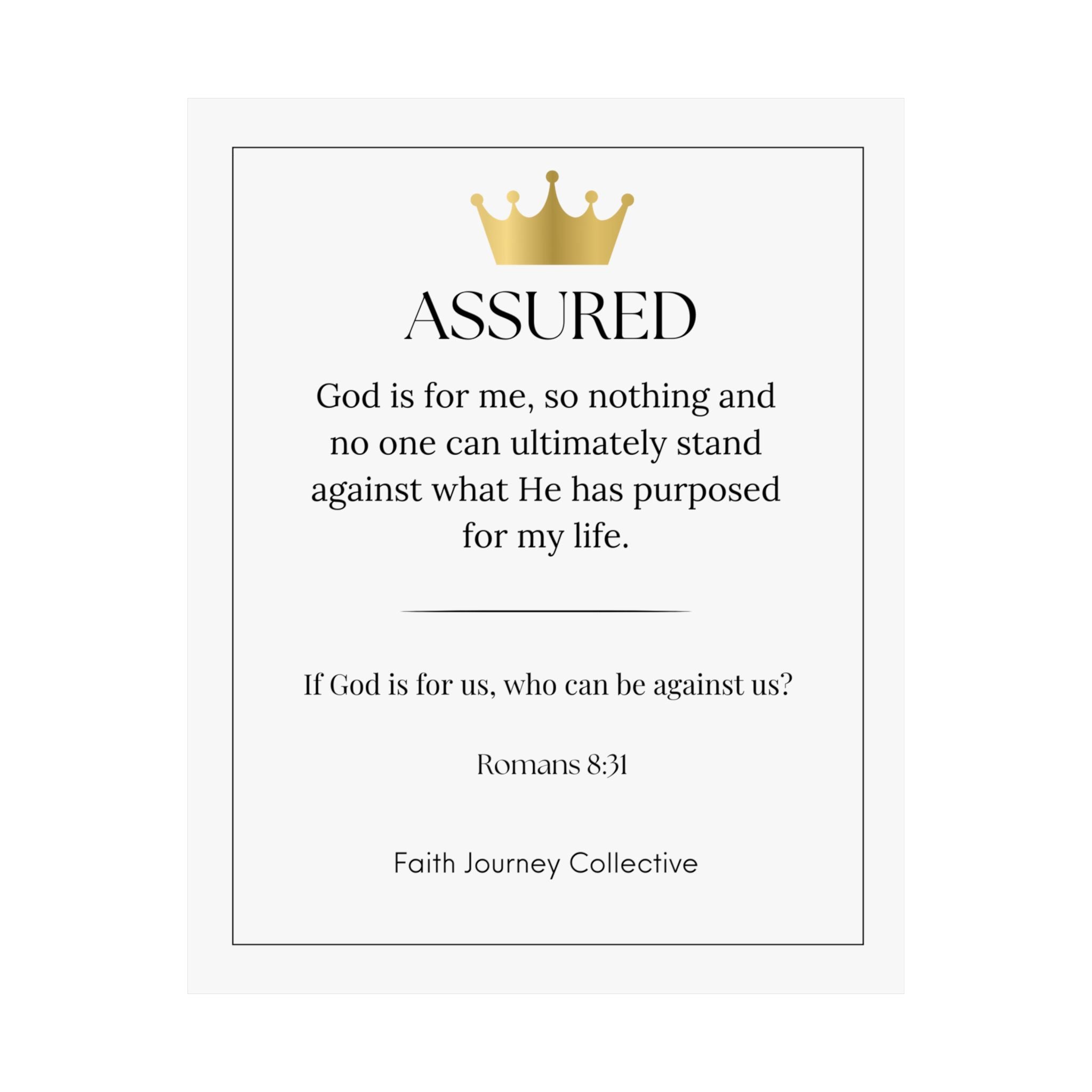 "Assured" Christian Scripture Wall Art Poster – Bible Verse Affirmation Prints for Home, Office & Prayer Space | Faith Journey Collective