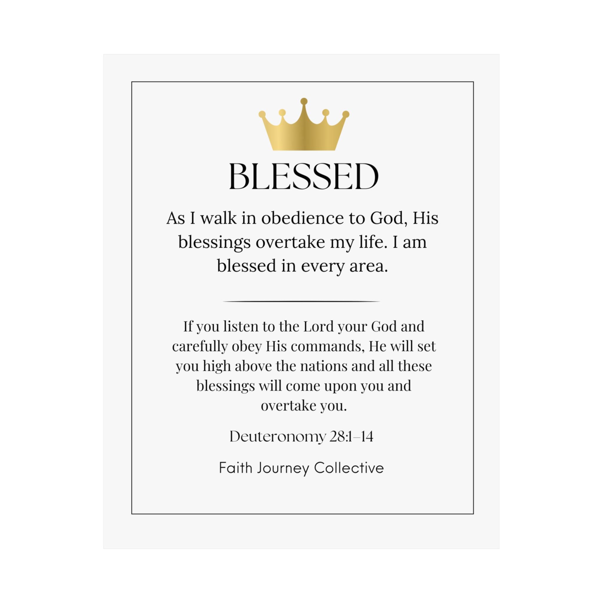 "Blessed" Christian Scripture Wall Art Poster – Bible Verse Affirmation Prints for Home, Office & Prayer Space | Faith Journey Collective
