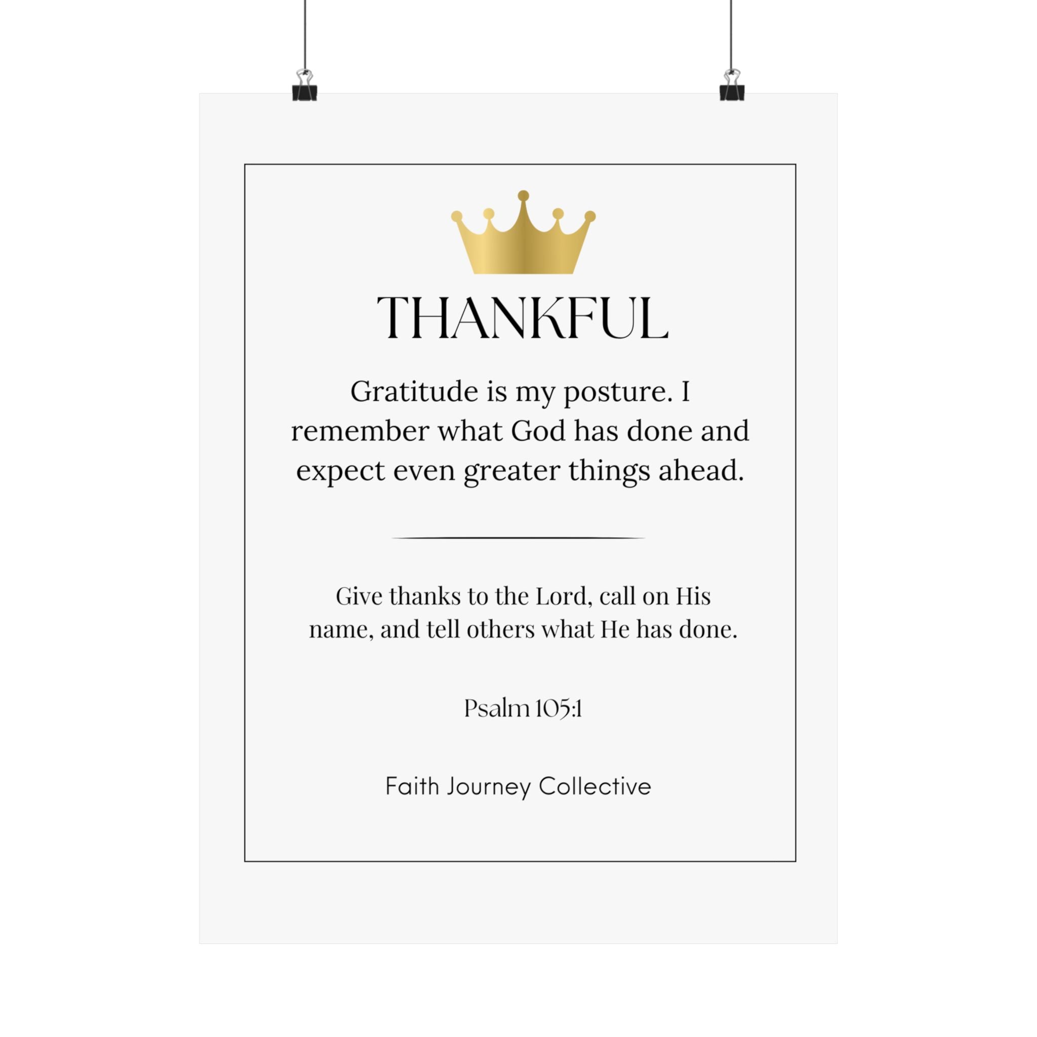 "Thankful" Christian Scripture Wall Art Poster – Bible Verse Affirmation Prints for Home, Office & Prayer Space | Faith Journey Collective