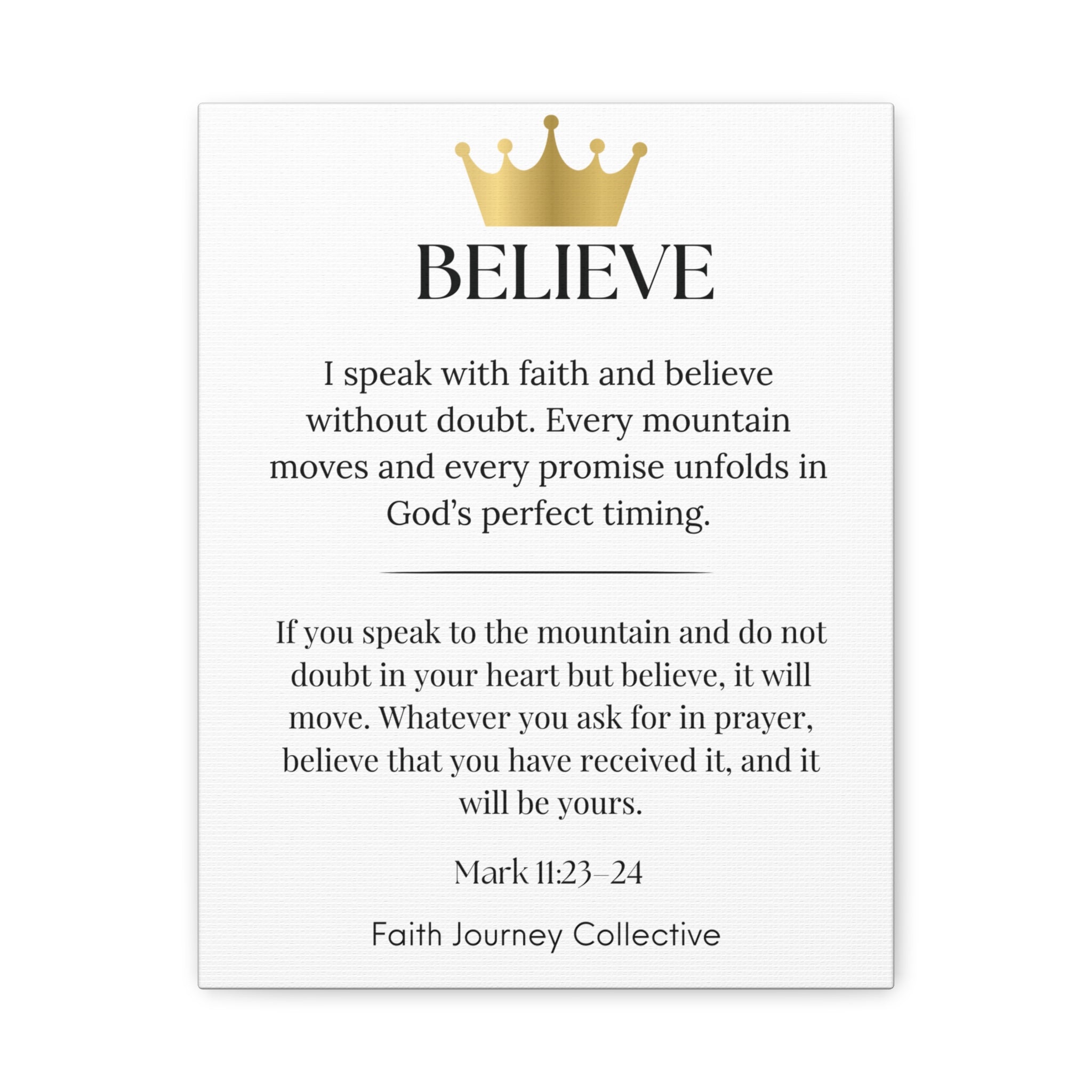 Believe - Christian Scripture Wall Art Canvas – Bible Verse Affirmation Prints for Home, Office & Prayer Space | Faith Journey Collective
