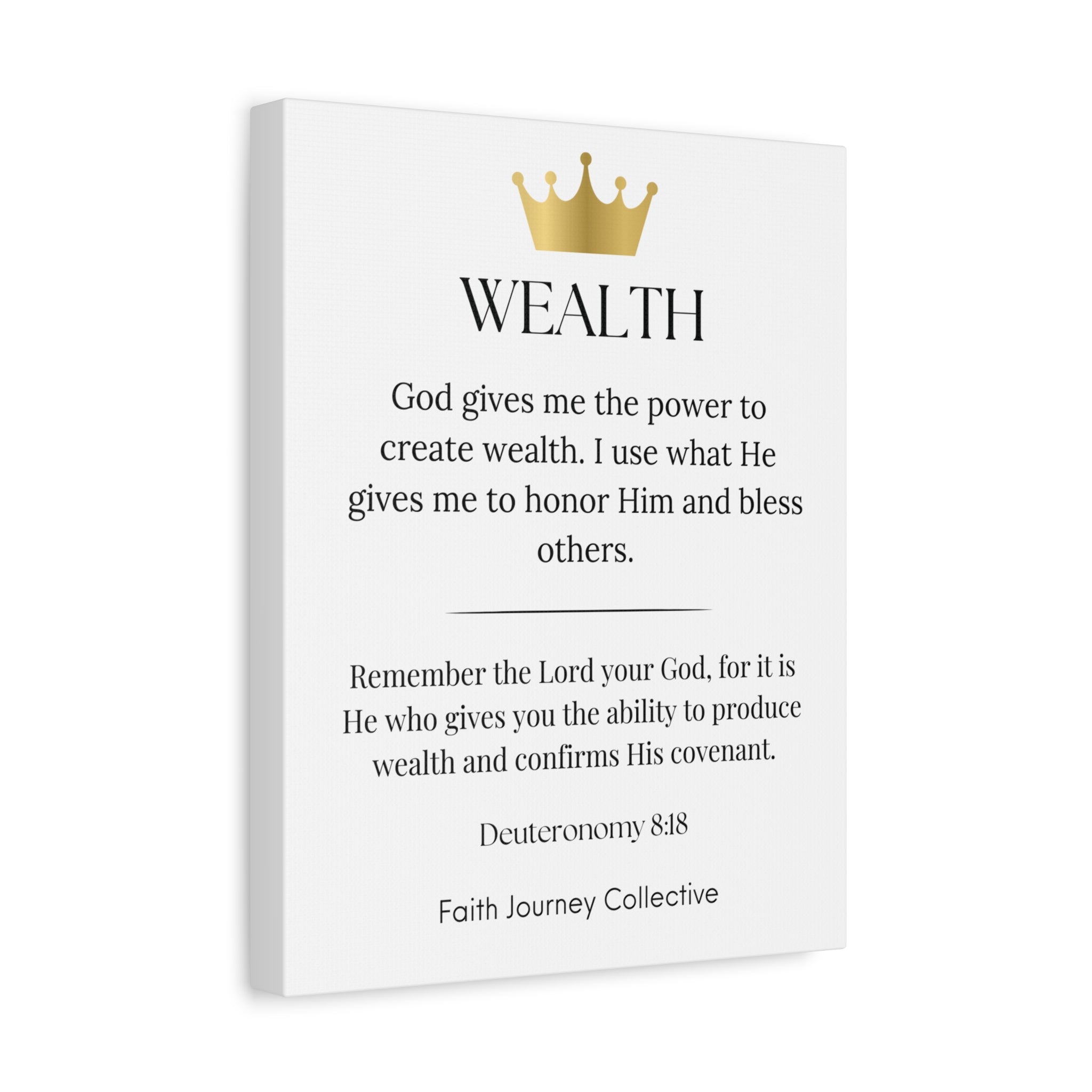 Wealth - Christian Scripture Wall Art Canvas – Bible Verse Affirmation Prints for Home, Office & Prayer Space | Faith Journey Collective