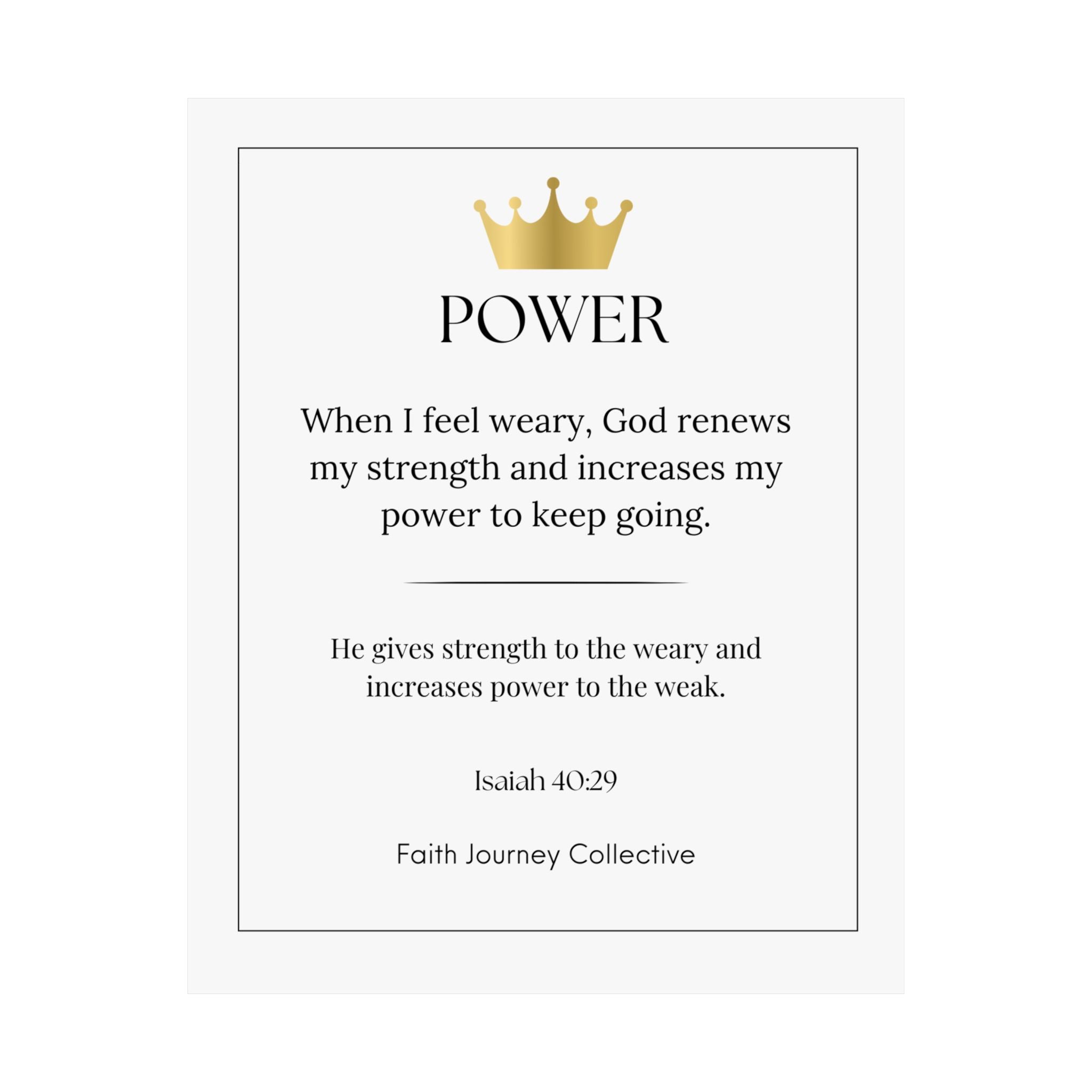 "Power" Christian Scripture Wall Art Poster – Bible Verse Affirmation Prints for Home, Office & Prayer Space | Faith Journey Collective