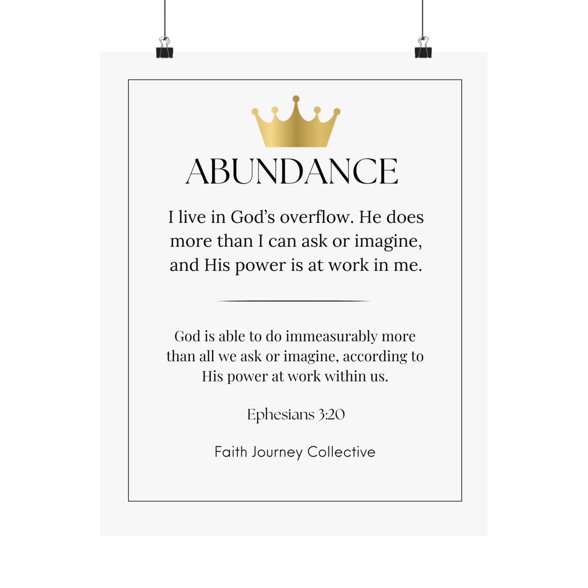"Abundance" Christian Scripture Wall Art Poster – Bible Verse Affirmation Prints for Home, Office & Prayer Space | Faith Journey Collective