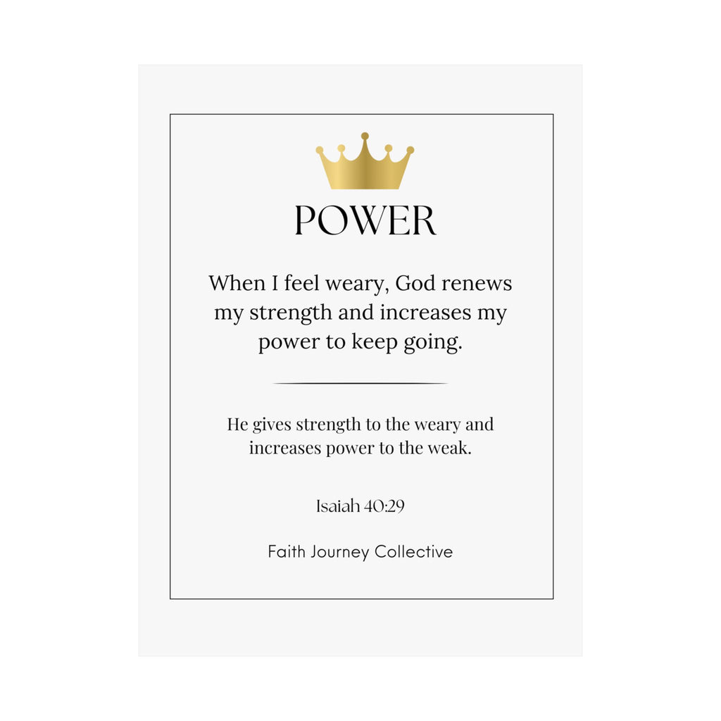 "Power" Christian Scripture Wall Art Poster – Bible Verse Affirmation Prints for Home, Office & Prayer Space | Faith Journey Collective