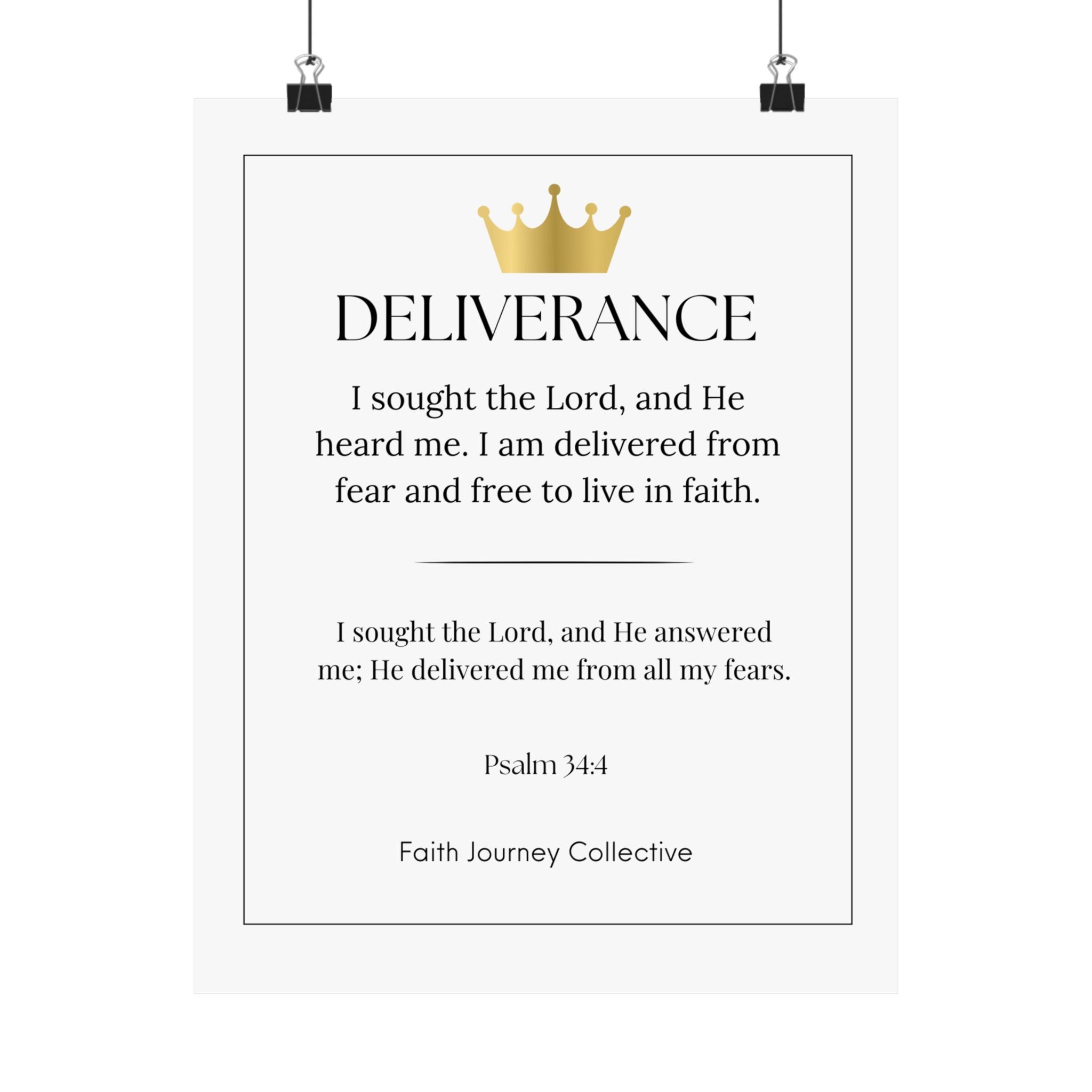 "Deliverance" Christian Scripture Wall Art Poster – Bible Verse Affirmation Prints for Home, Office & Prayer Space | Faith Journey Collective