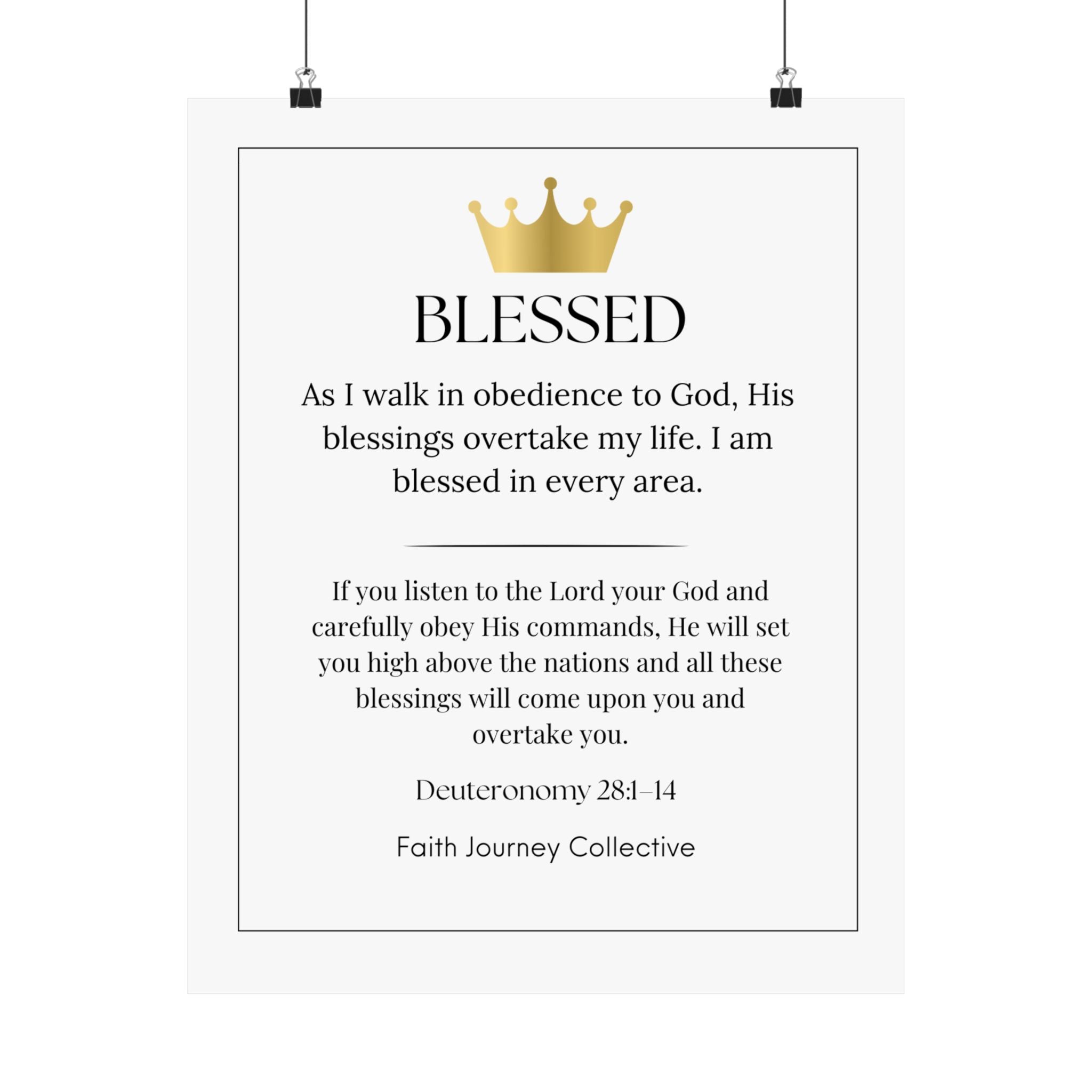 "Blessed" Christian Scripture Wall Art Poster – Bible Verse Affirmation Prints for Home, Office & Prayer Space | Faith Journey Collective