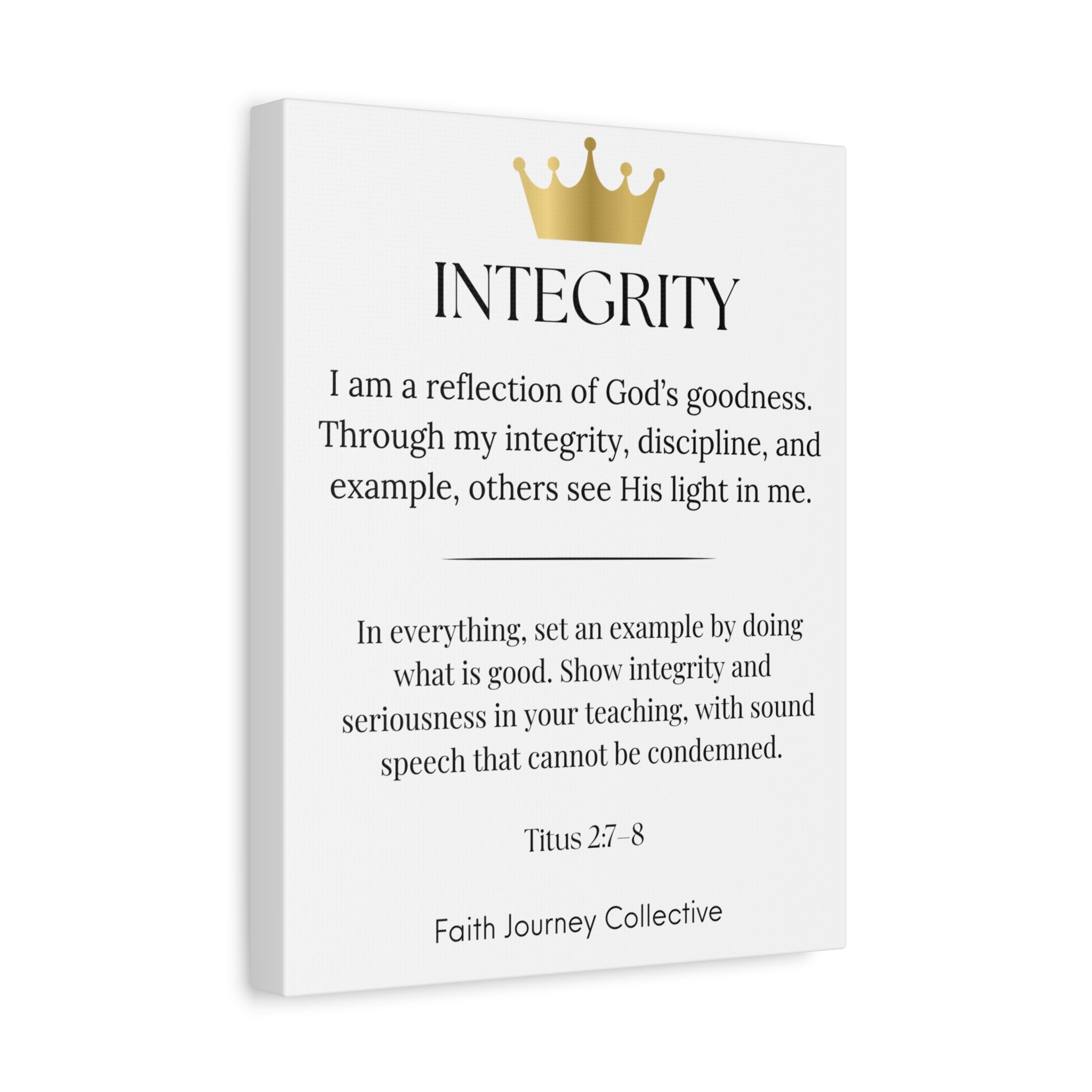 Integrity - Christian Scripture Wall Art Canvas – Bible Verse Affirmation Prints for Home, Office & Prayer Space | Faith Journey Collective