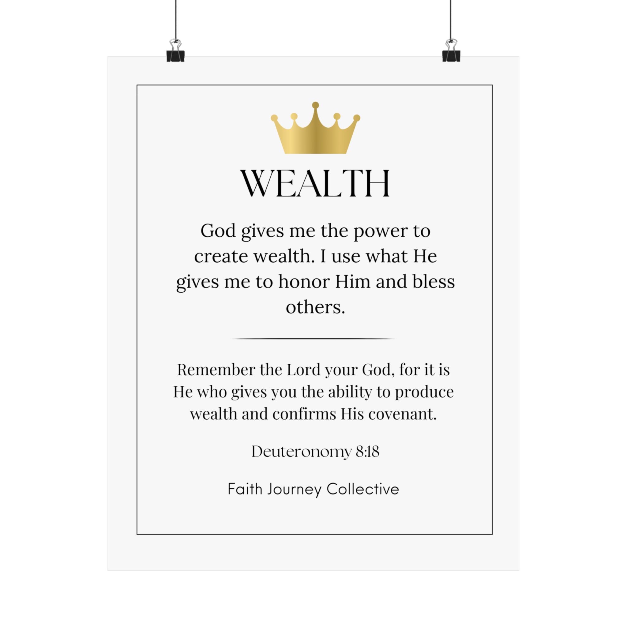 "Wealth" Christian Scripture Wall Art Poster – Bible Verse Affirmation Prints for Home, Office & Prayer Space | Faith Journey Collective