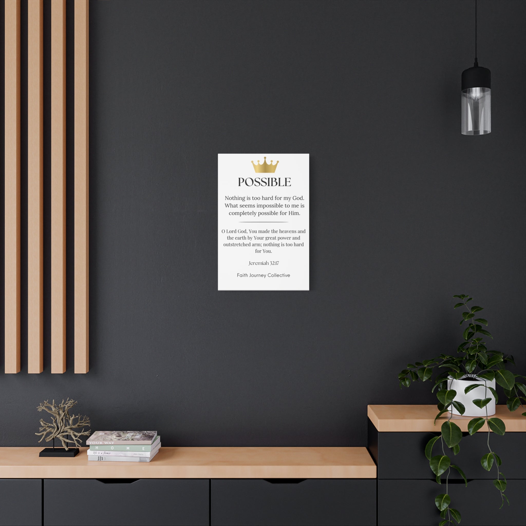Possible - Christian Scripture Wall Art Canvas – Bible Verse Affirmation Prints for Home, Office & Prayer Space | Faith Journey Collective