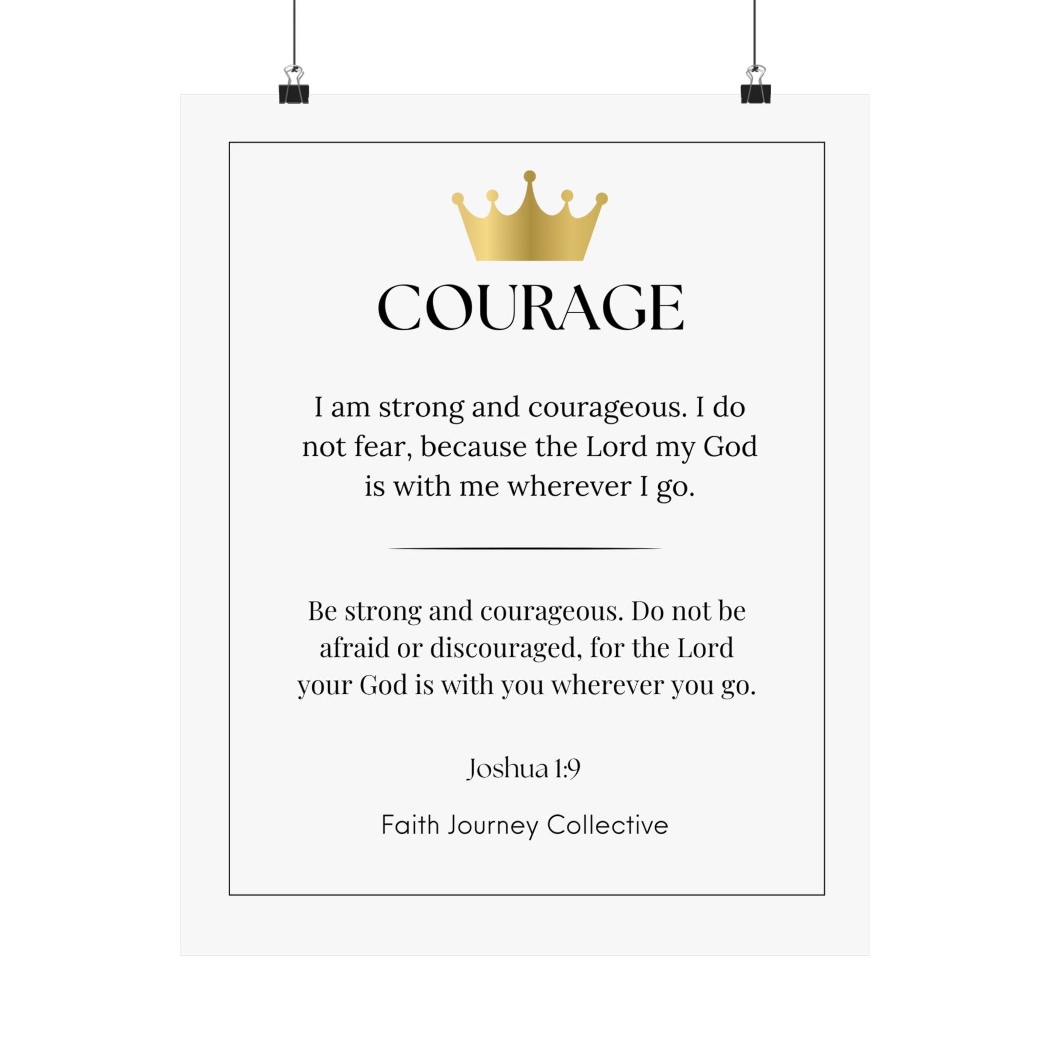 "Courage" Christian Scripture Wall Art Poster – Bible Verse Affirmation Prints for Home, Office & Prayer Space | Faith Journey Collective