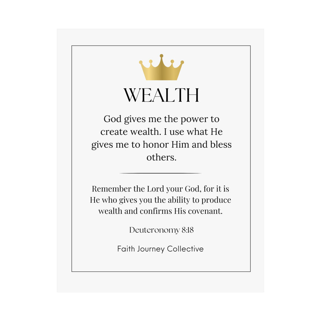 "Wealth" Christian Scripture Wall Art Poster – Bible Verse Affirmation Prints for Home, Office & Prayer Space | Faith Journey Collective