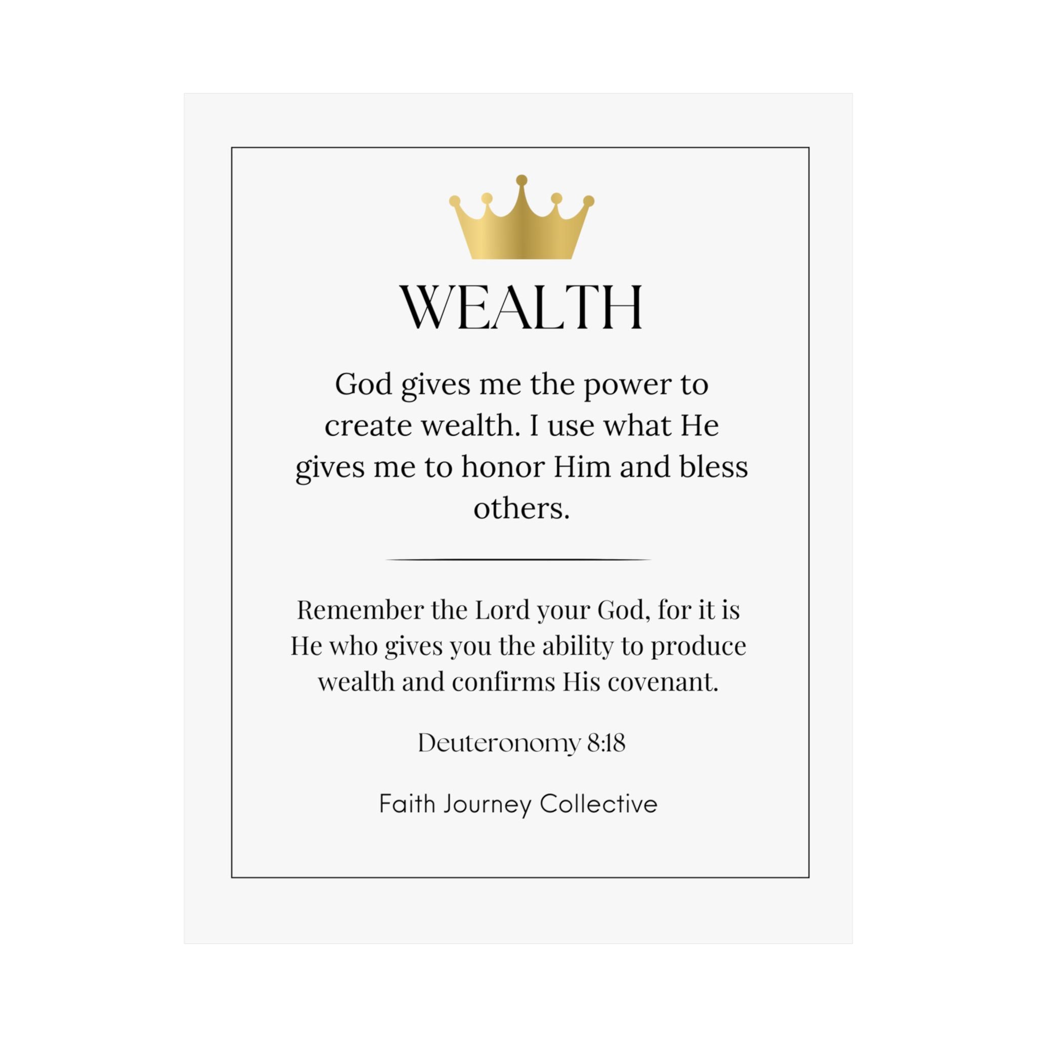 "Wealth" Christian Scripture Wall Art Poster – Bible Verse Affirmation Prints for Home, Office & Prayer Space | Faith Journey Collective