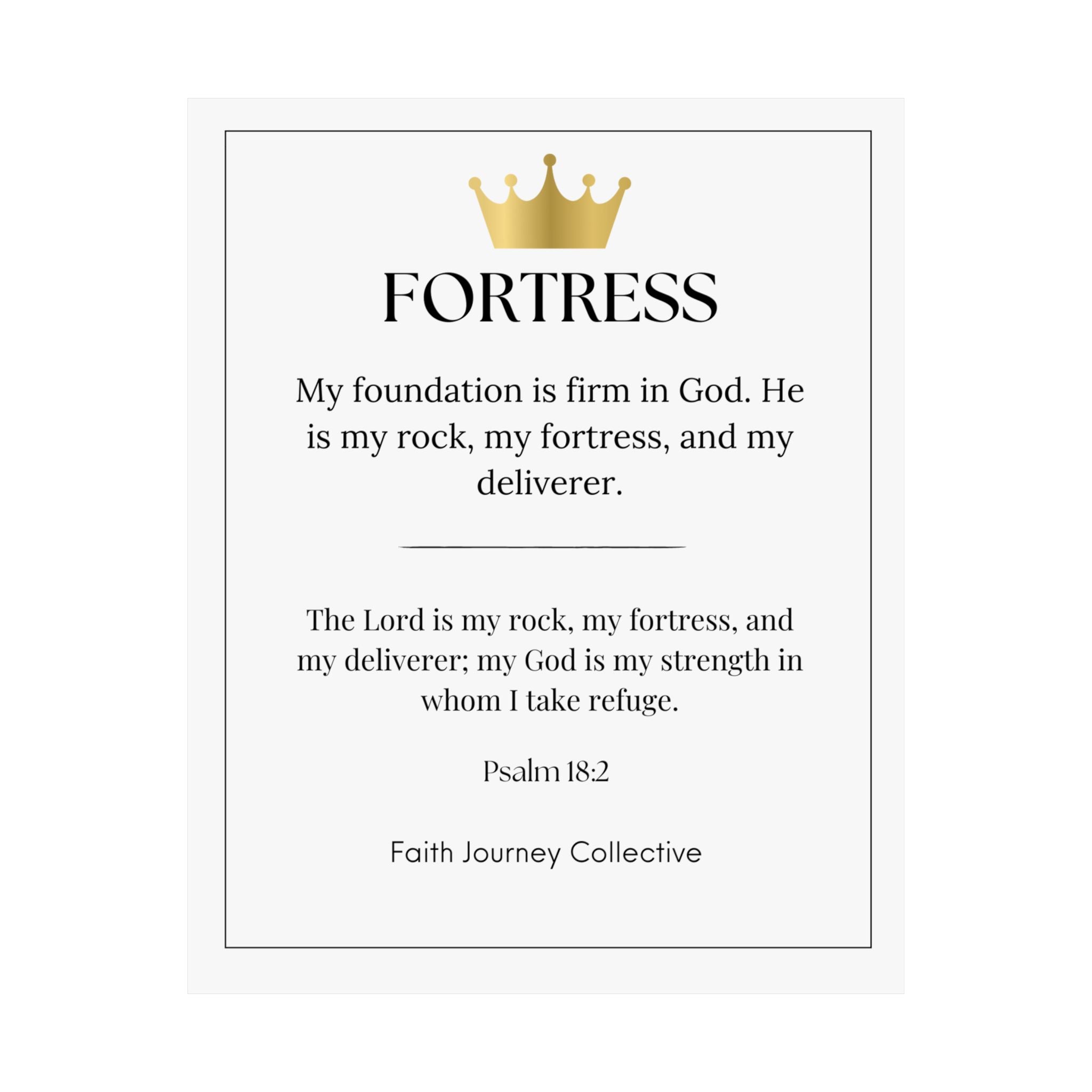 "Fortress" Christian Scripture Wall Art Poster – Bible Verse Affirmation Prints for Home, Office & Prayer Space | Faith Journey Collective
