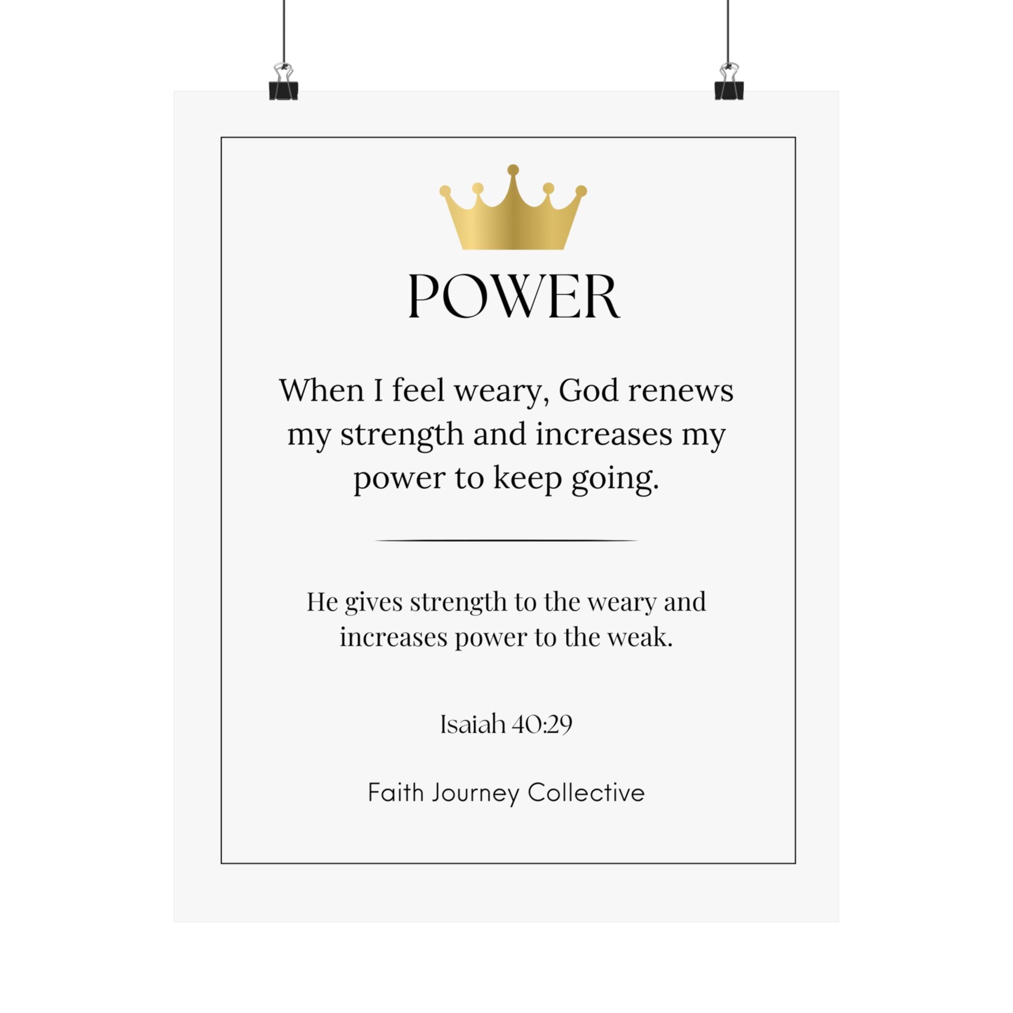 "Power" Christian Scripture Wall Art Poster – Bible Verse Affirmation Prints for Home, Office & Prayer Space | Faith Journey Collective