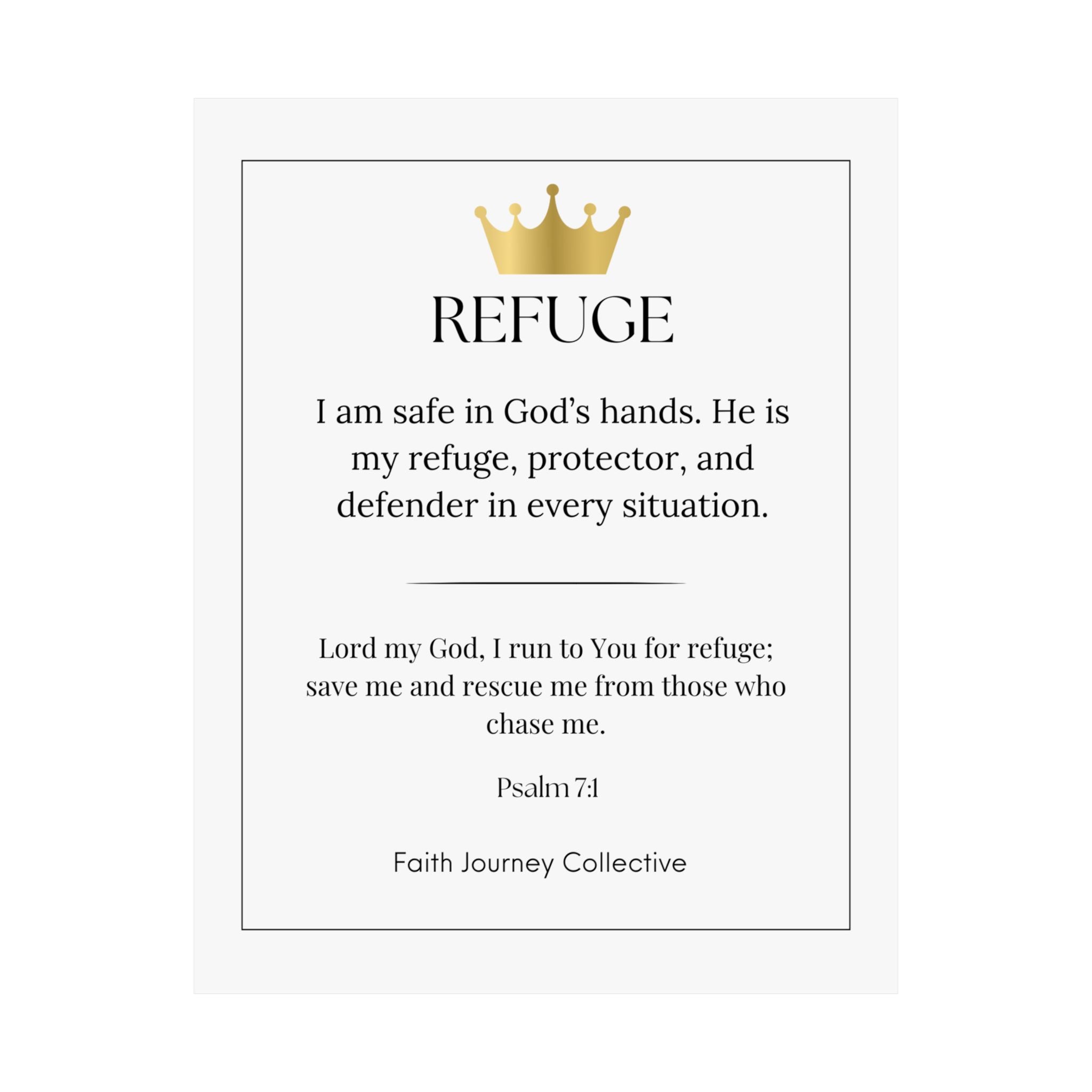 "God is our Refuge" Christian Scripture Wall Art Poster – Bible Verse Affirmation Prints for Home, Office & Prayer Space | Faith Journey Collective
