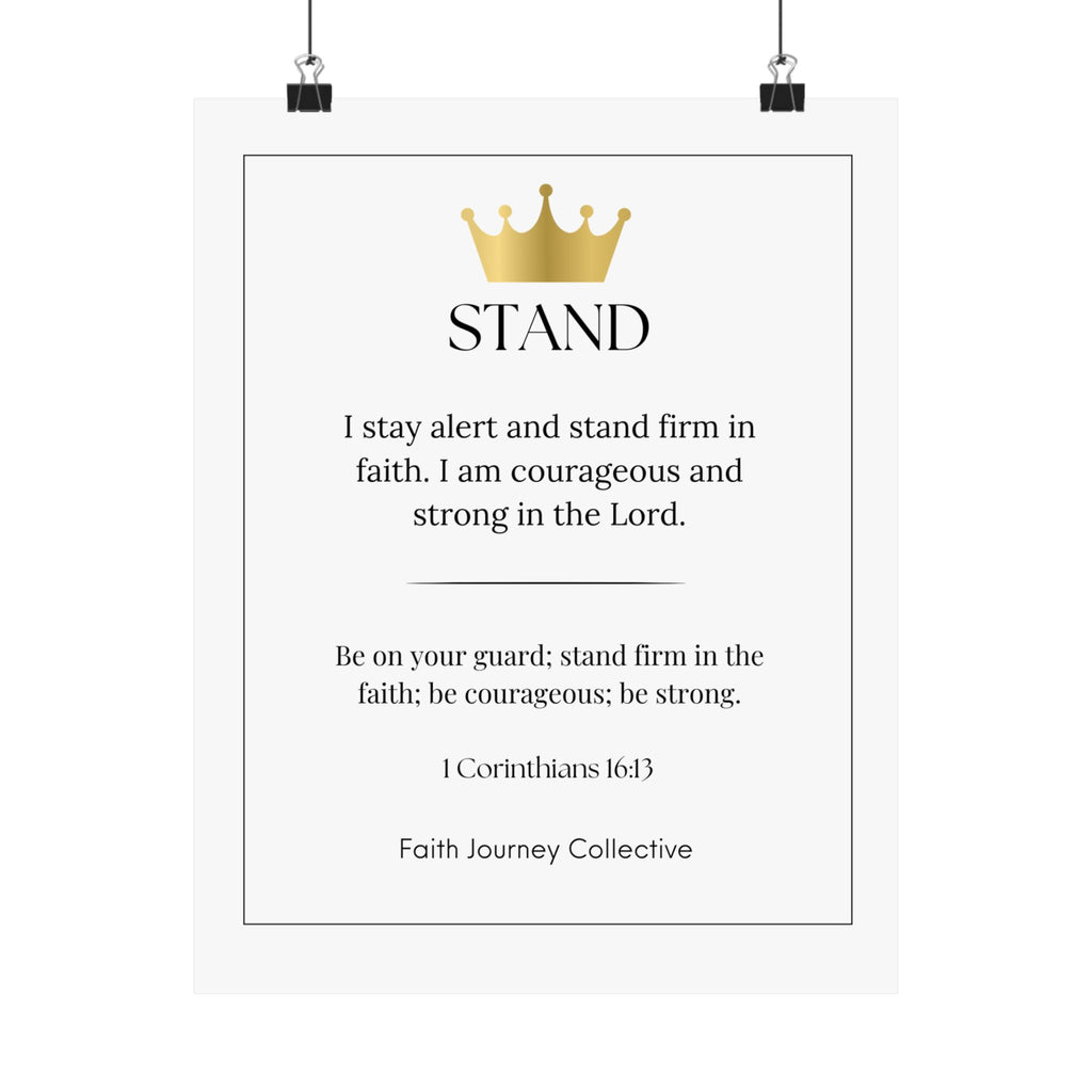 "Stand" Christian Scripture Wall Art Poster – Bible Verse Affirmation Prints for Home, Office & Prayer Space | Faith Journey Collective