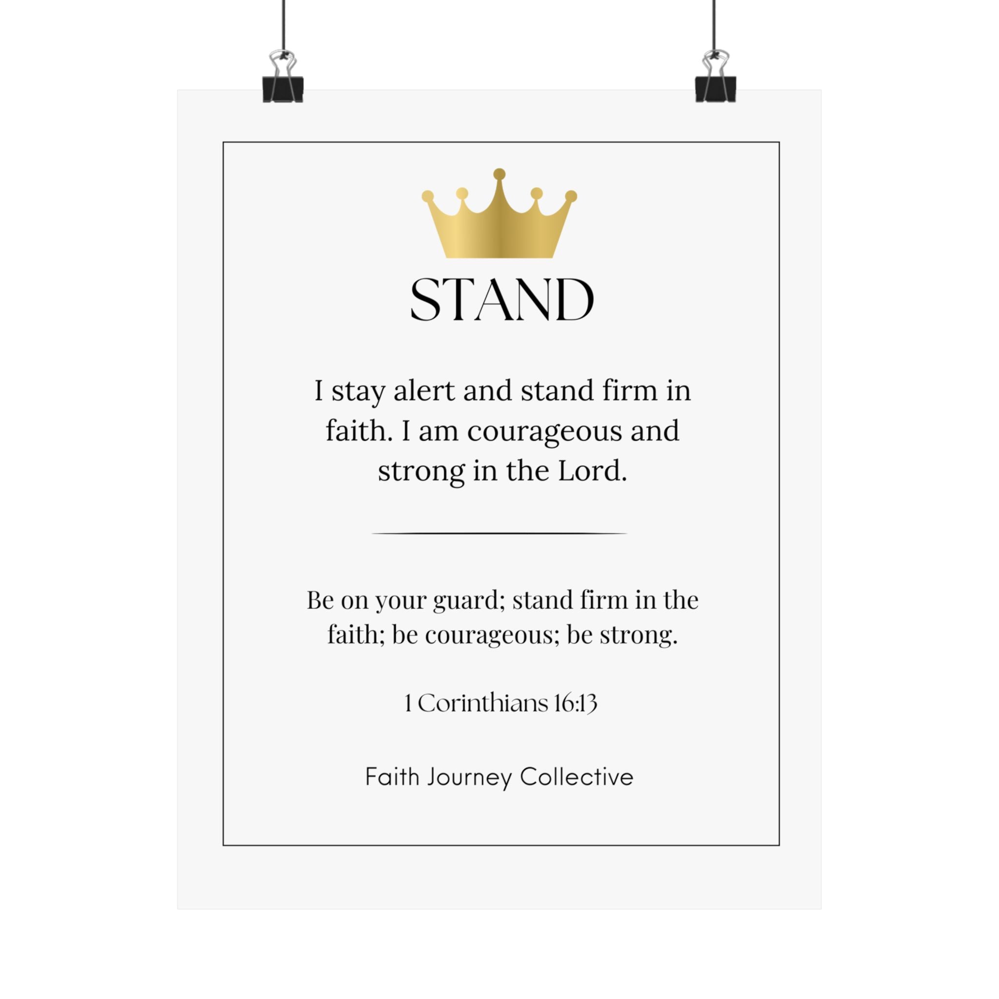 "Stand" Christian Scripture Wall Art Poster – Bible Verse Affirmation Prints for Home, Office & Prayer Space | Faith Journey Collective