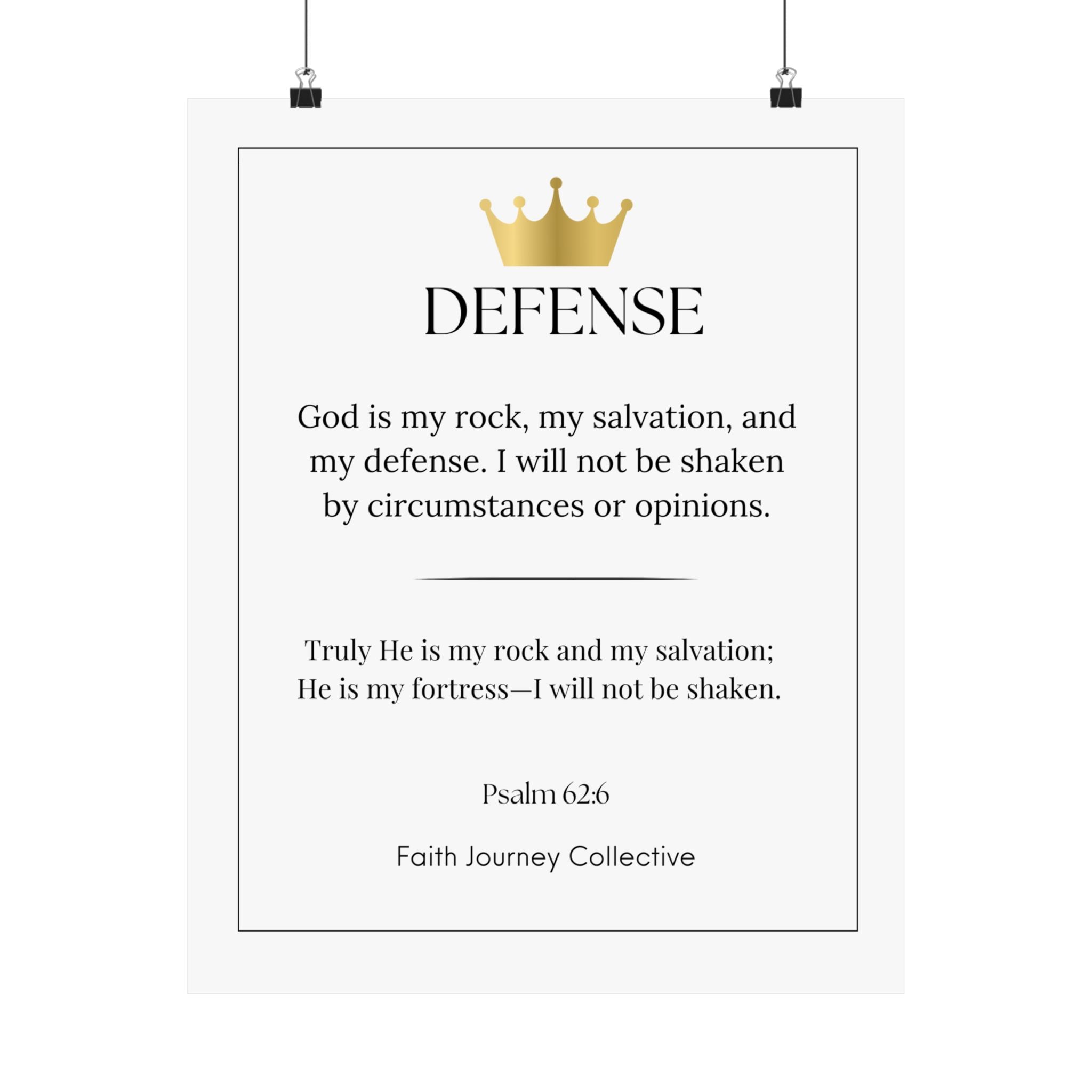 "Defence" Christian Scripture Wall Art Poster – Bible Verse Affirmation Prints for Home, Office & Prayer Space | Faith Journey Collective