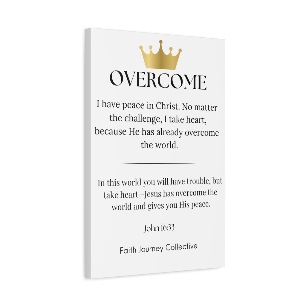 Overcome - Christian Scripture Wall Art Canvas – Bible Verse Affirmation Prints for Home, Office & Prayer Space | Faith Journey Collective