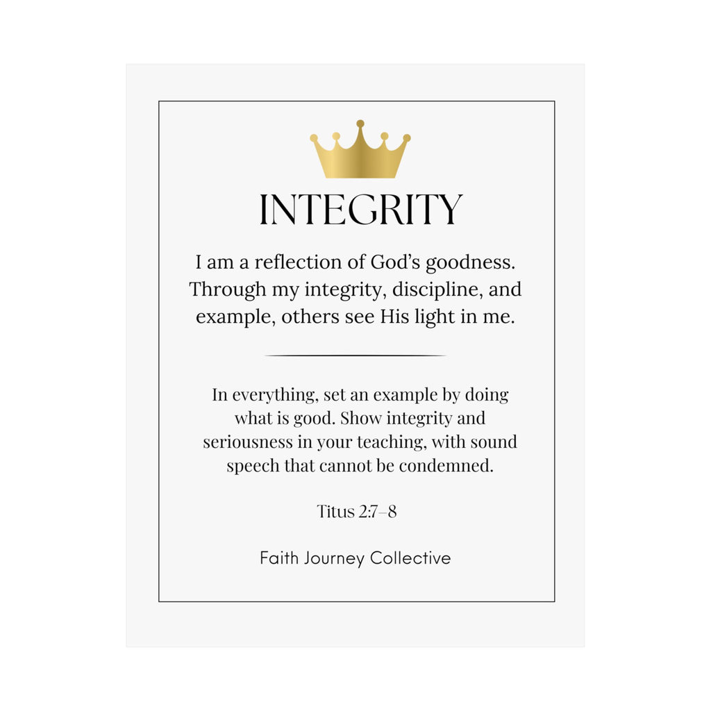 "Integrity" Christian Scripture Wall Art Poster – Bible Verse Affirmation Prints for Home, Office & Prayer Space | Faith Journey Collective