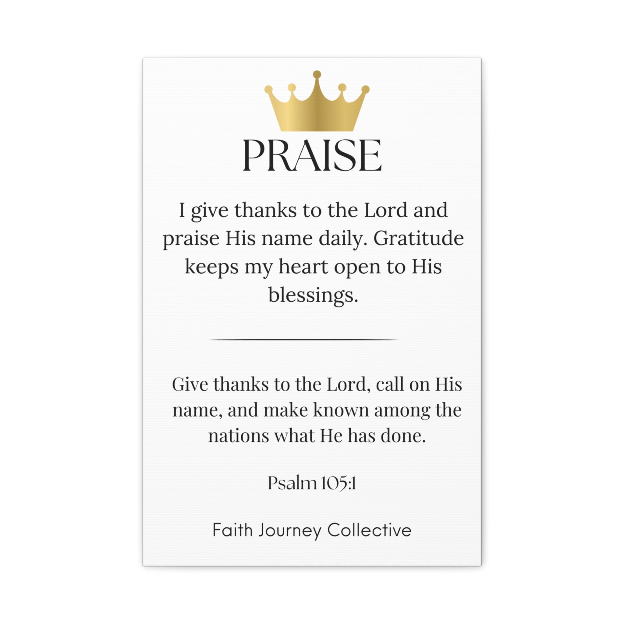 Praise - Christian Scripture Wall Art Canvas – Bible Verse Affirmation Prints for Home, Office & Prayer Space | Faith Journey Collective