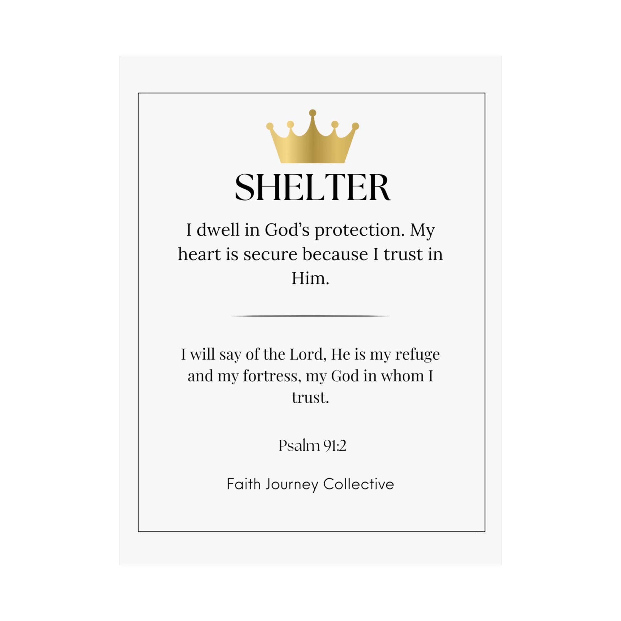 "Shelter" Christian Scripture Wall Art Poster – Bible Verse Affirmation Prints for Home, Office & Prayer Space | Faith Journey Collective