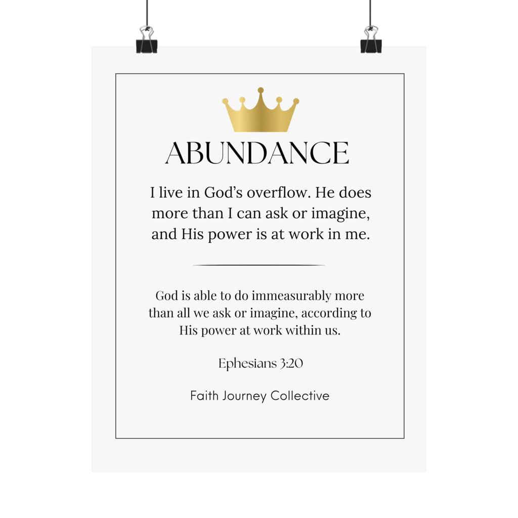 "Abundance" Christian Scripture Wall Art Poster – Bible Verse Affirmation Prints for Home, Office & Prayer Space | Faith Journey Collective