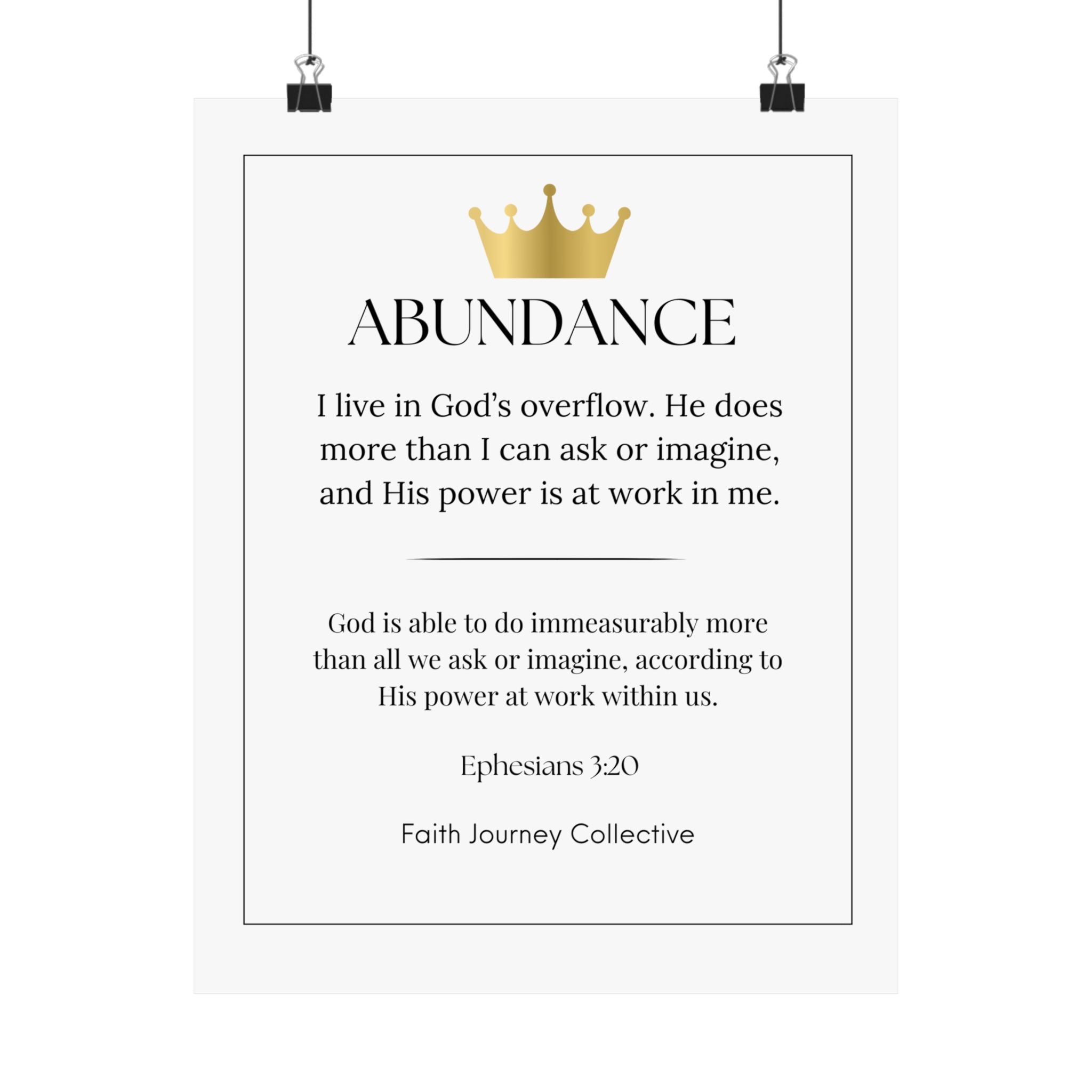 "Abundance" Christian Scripture Wall Art Poster – Bible Verse Affirmation Prints for Home, Office & Prayer Space | Faith Journey Collective