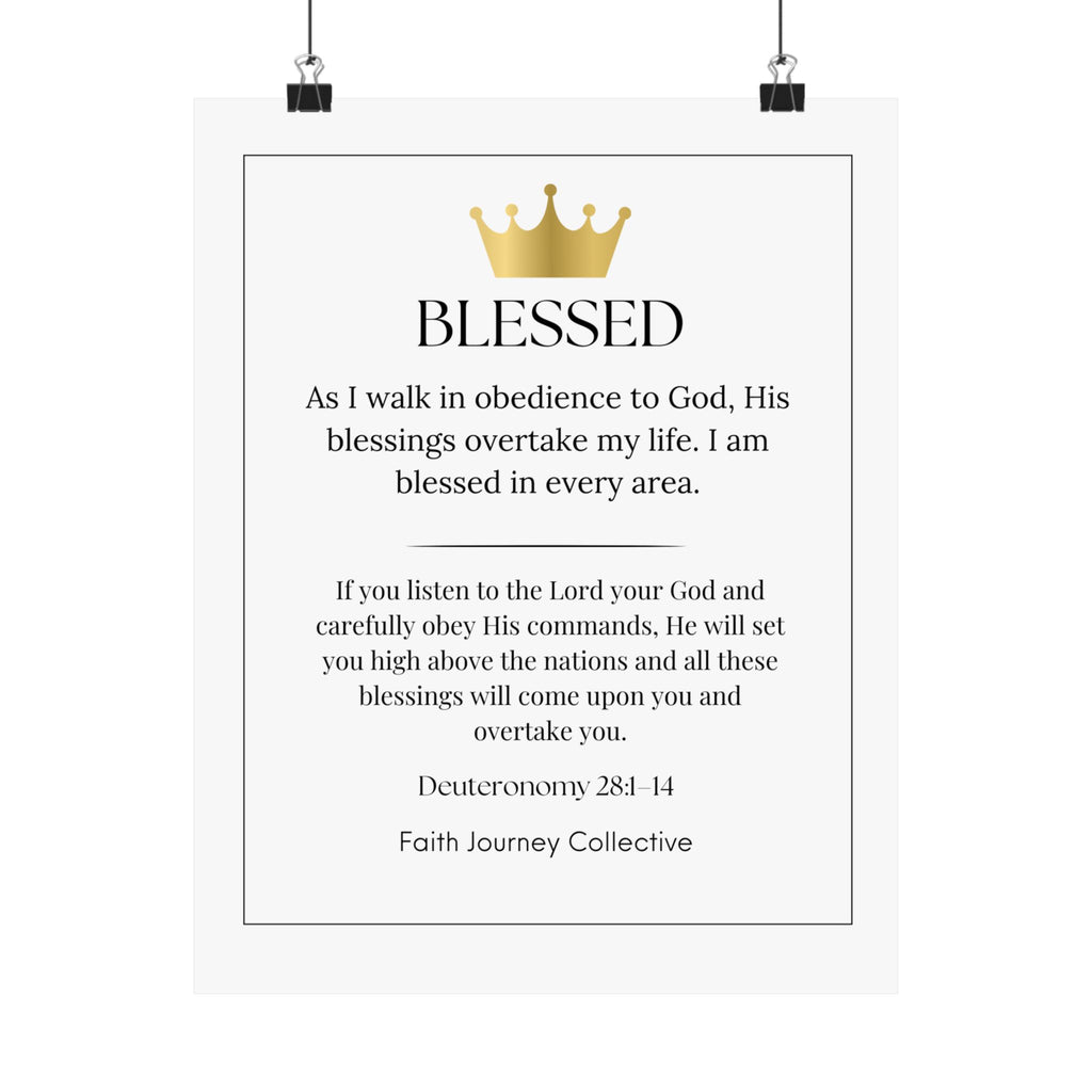 "Blessed" Christian Scripture Wall Art Poster – Bible Verse Affirmation Prints for Home, Office & Prayer Space | Faith Journey Collective