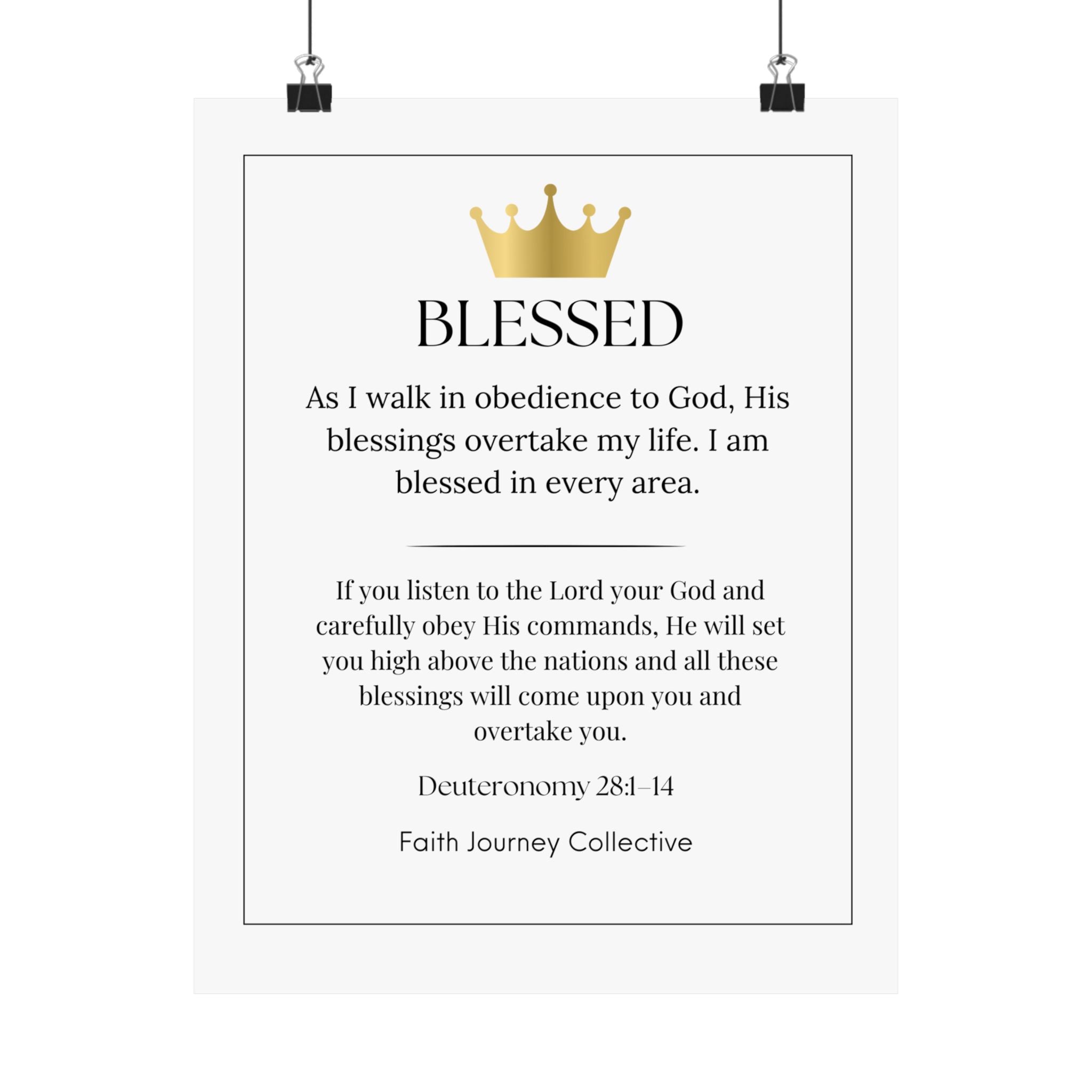 "Blessed" Christian Scripture Wall Art Poster – Bible Verse Affirmation Prints for Home, Office & Prayer Space | Faith Journey Collective