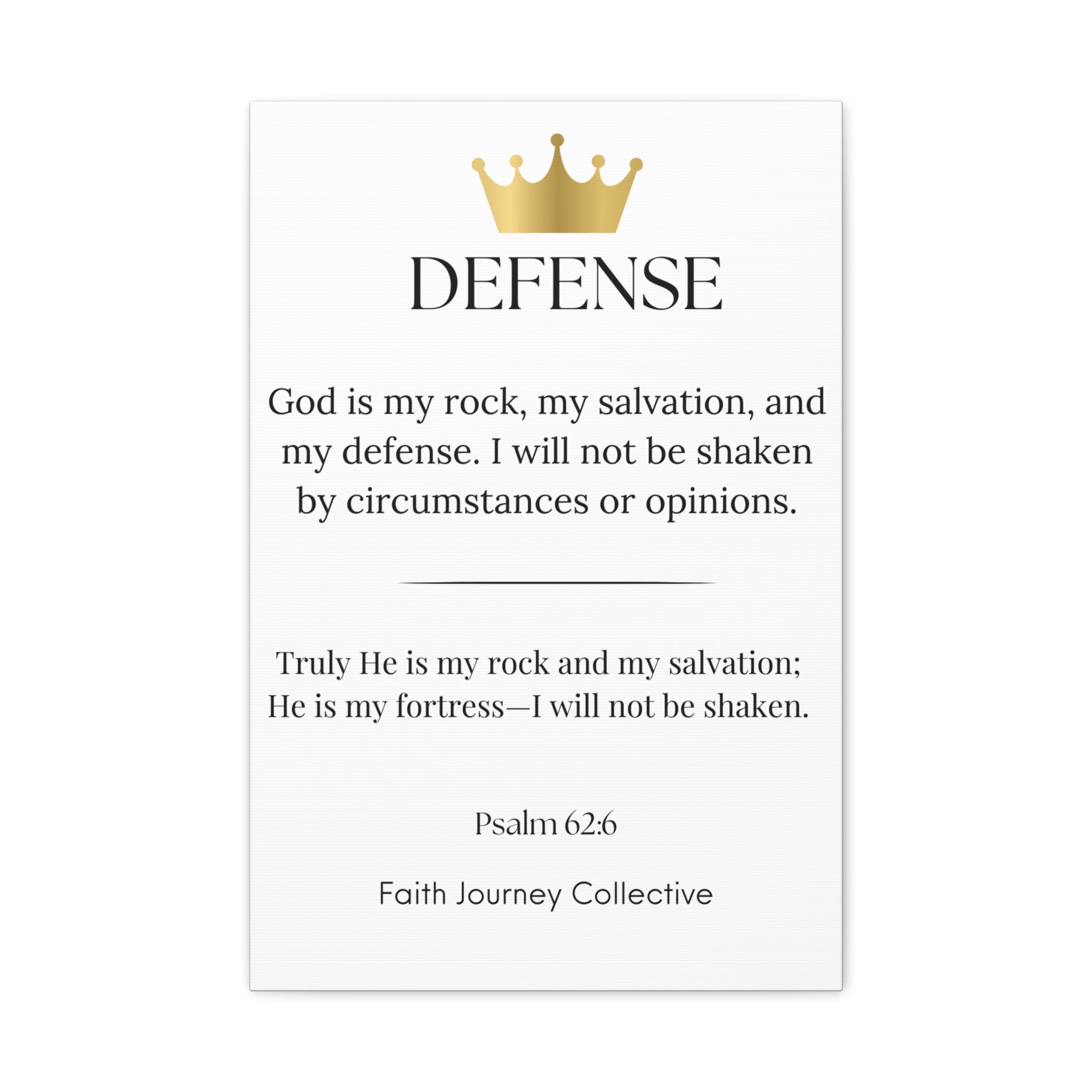 Defense - Christian Scripture Wall Art Canvas – Bible Verse Affirmation Prints for Home, Office & Prayer Space | Faith Journey Collective