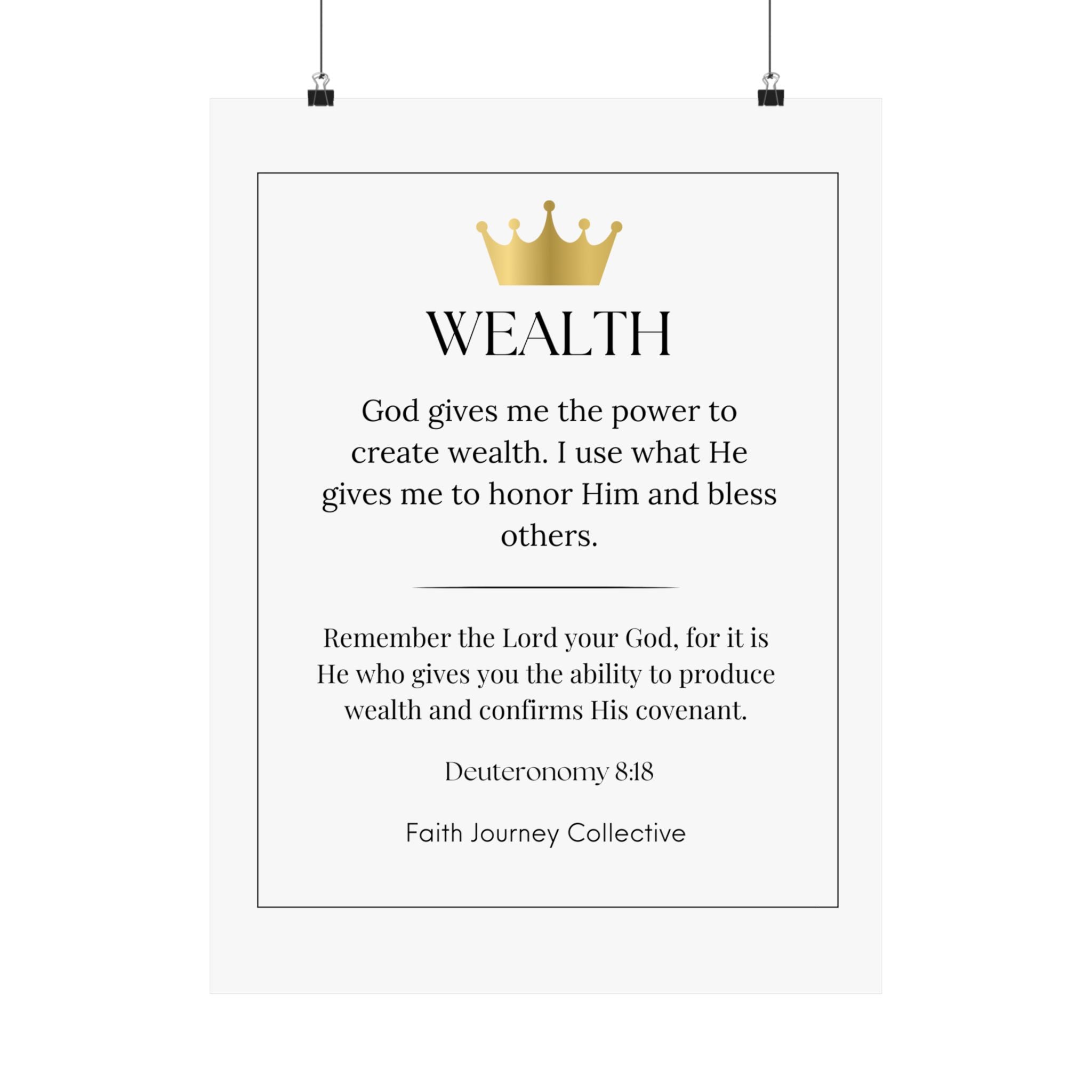 "Wealth" Christian Scripture Wall Art Poster – Bible Verse Affirmation Prints for Home, Office & Prayer Space | Faith Journey Collective