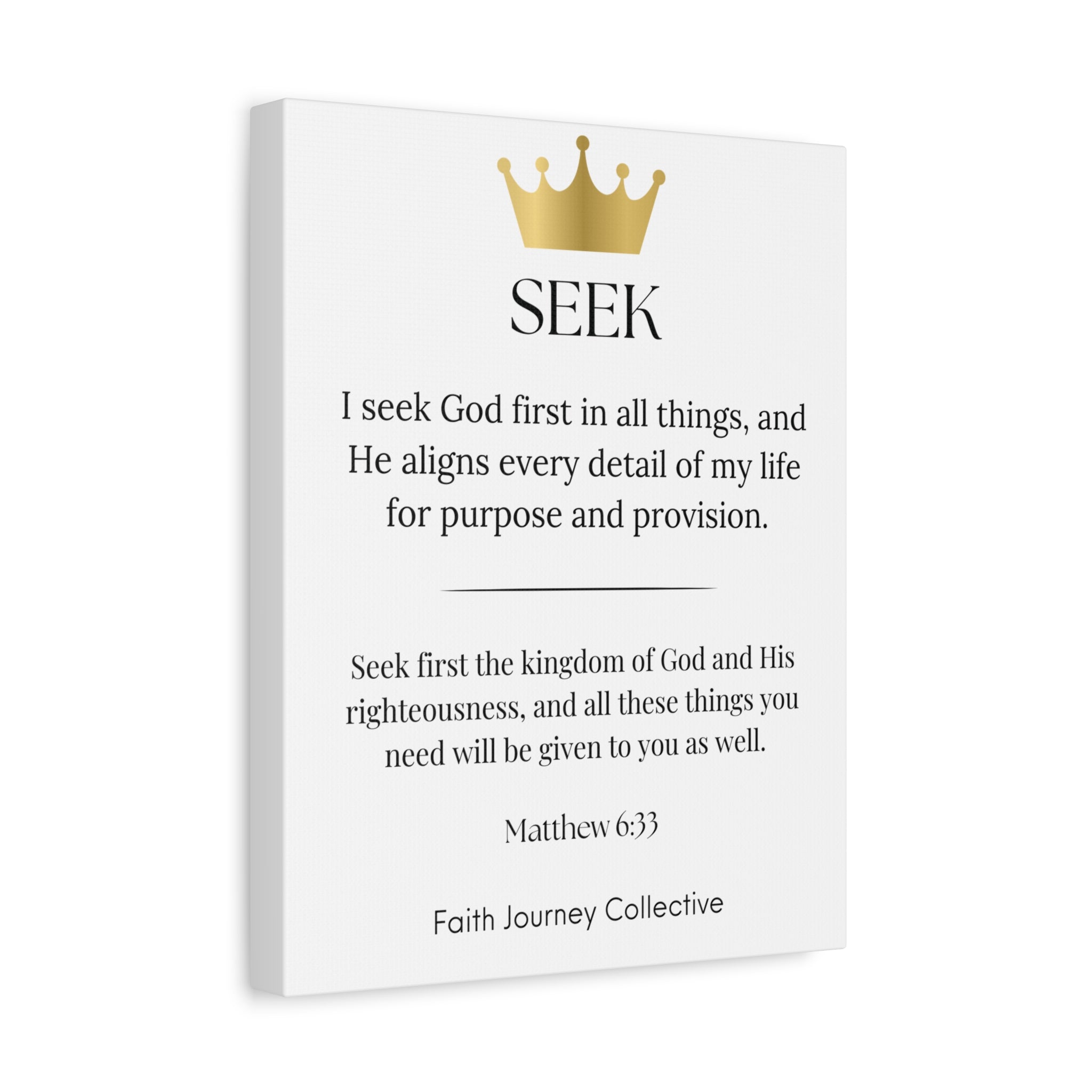 Seek - Christian Scripture Wall Art Canvas – Bible Verse Affirmation Prints for Home, Office & Prayer Space | Faith Journey Collective
