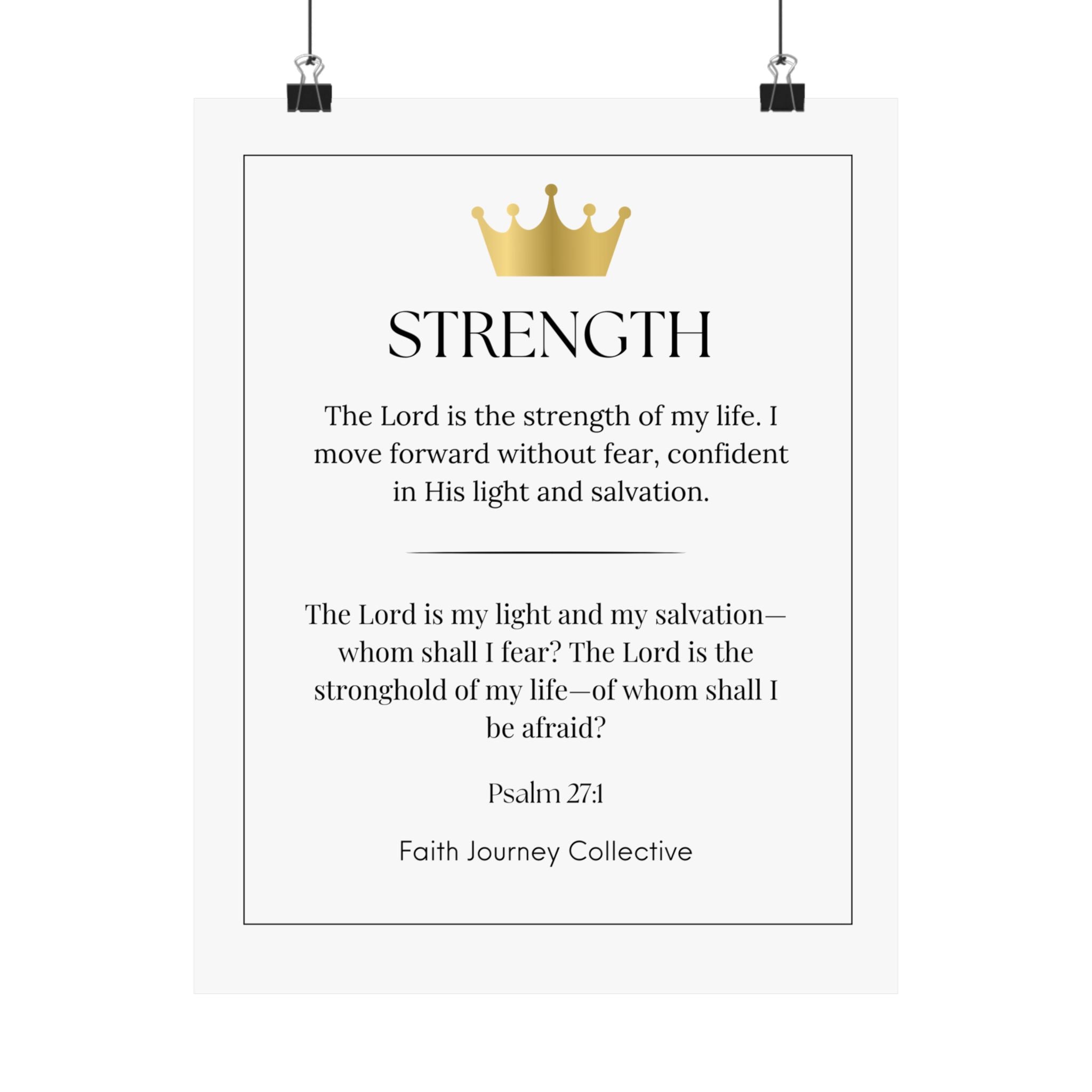 "Strength" Christian Scripture Wall Art Poster – Bible Verse Affirmation Prints for Home, Office & Prayer Space | Faith Journey Collective