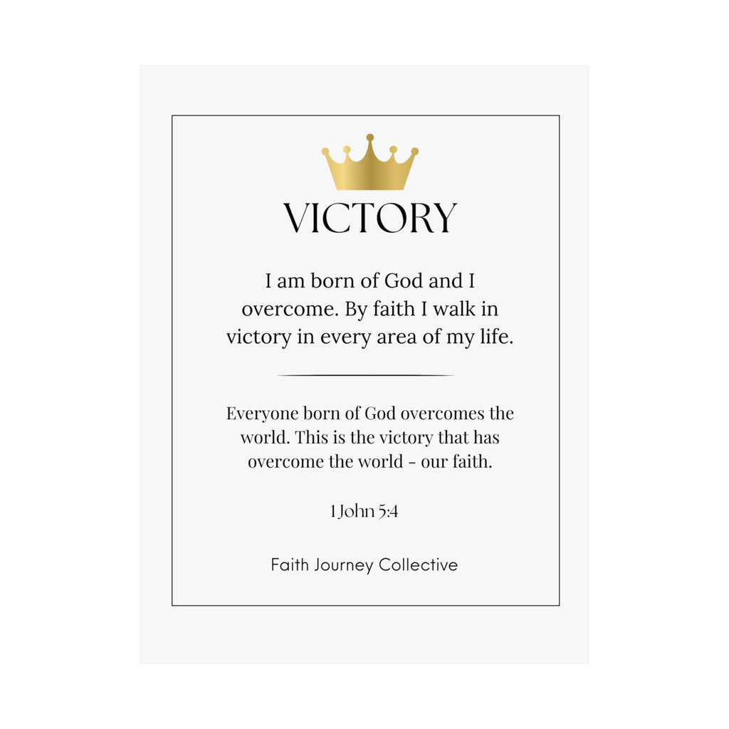 "Victory" Christian Scripture Wall Art Poster – Bible Verse Affirmation Prints for Home, Office & Prayer Space | Faith Journey Collective