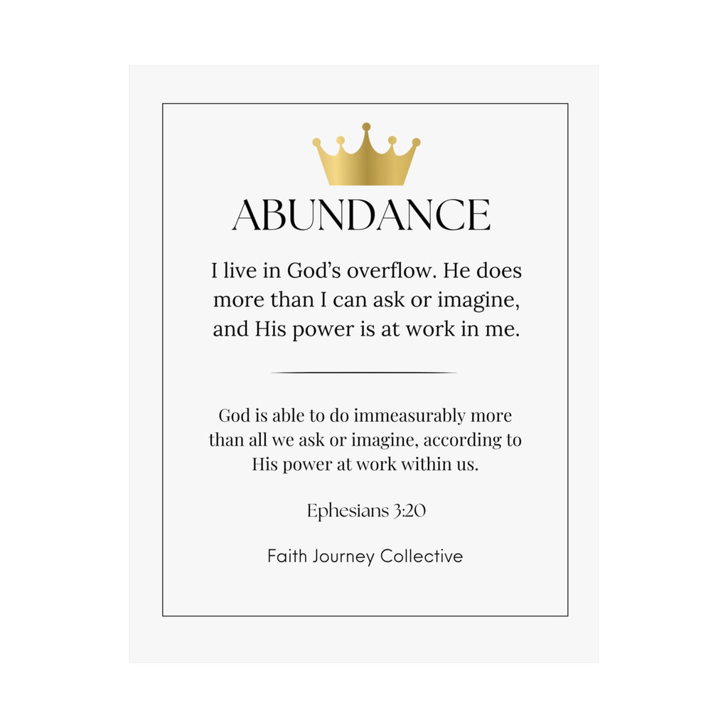 "Abundance" Christian Scripture Wall Art Poster – Bible Verse Affirmation Prints for Home, Office & Prayer Space | Faith Journey Collective