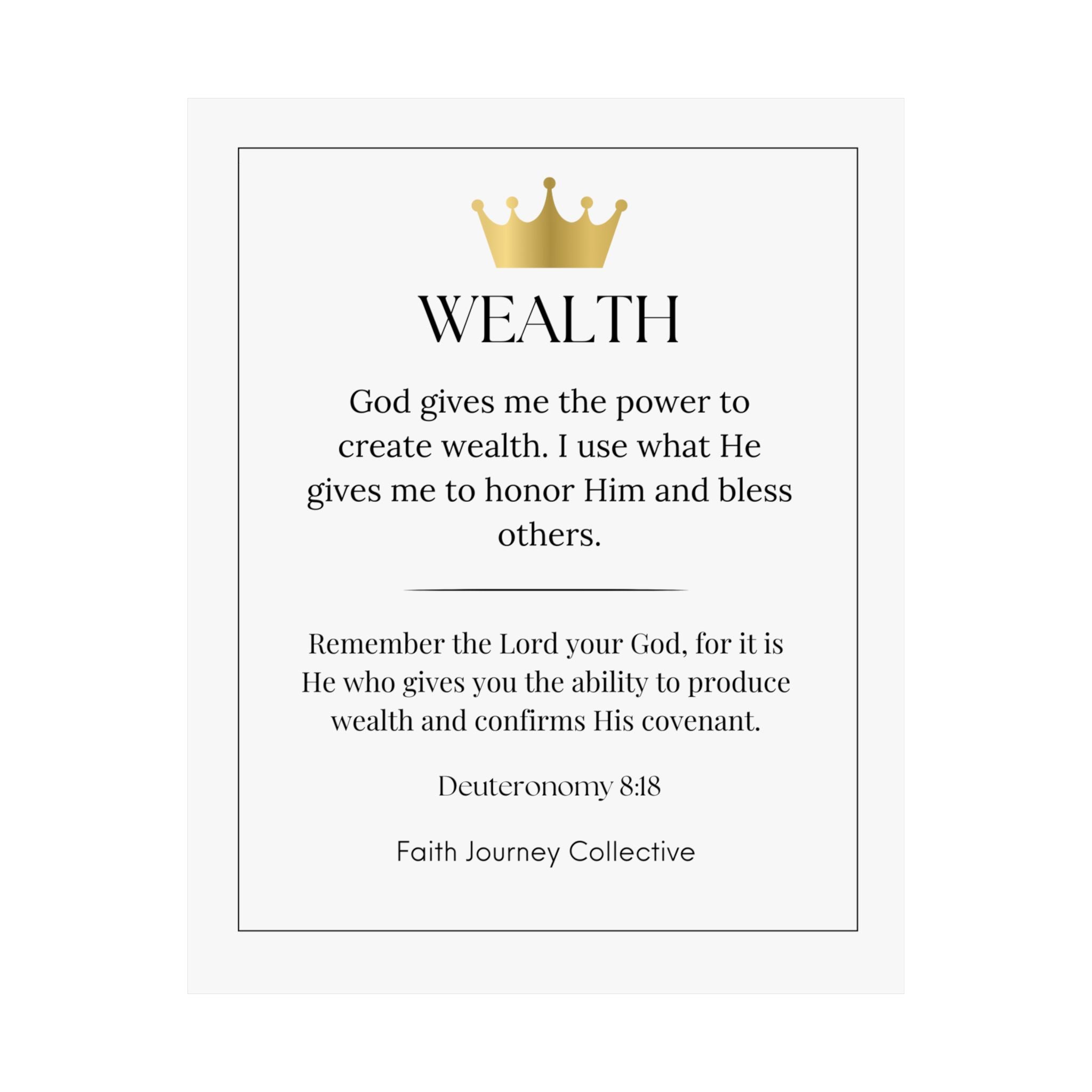 "Wealth" Christian Scripture Wall Art Poster – Bible Verse Affirmation Prints for Home, Office & Prayer Space | Faith Journey Collective