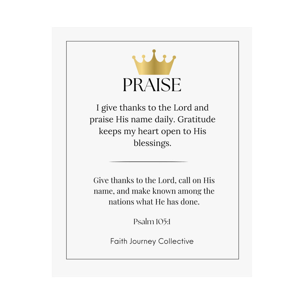 "Praise" Christian Scripture Wall Art Poster – Bible Verse Affirmation Prints for Home, Office & Prayer Space | Faith Journey Collective