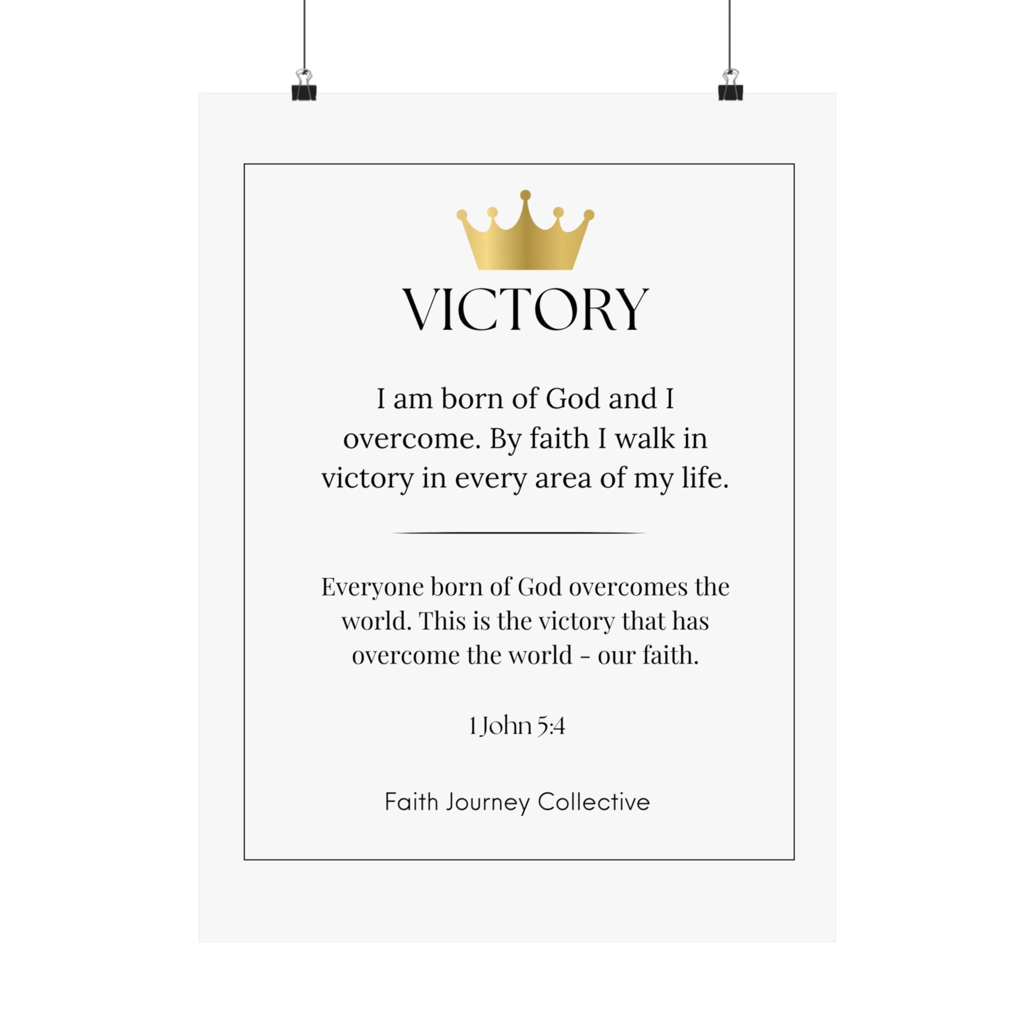 "Victory" Christian Scripture Wall Art Poster – Bible Verse Affirmation Prints for Home, Office & Prayer Space | Faith Journey Collective