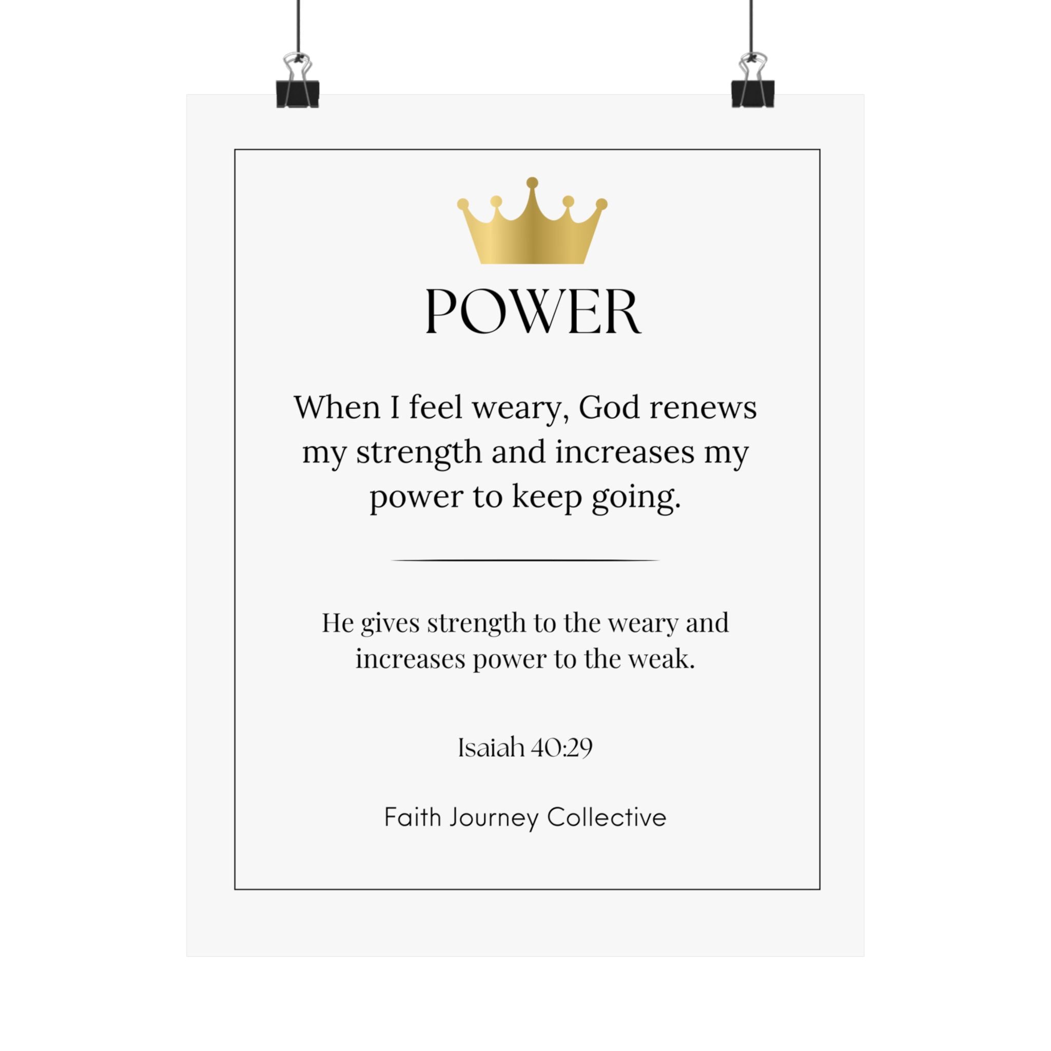 "Power" Christian Scripture Wall Art Poster – Bible Verse Affirmation Prints for Home, Office & Prayer Space | Faith Journey Collective