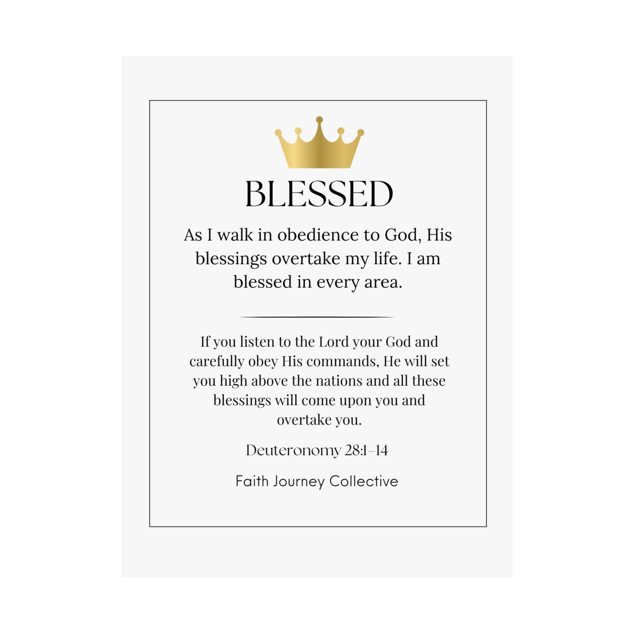 "Blessed" Christian Scripture Wall Art Poster – Bible Verse Affirmation Prints for Home, Office & Prayer Space | Faith Journey Collective